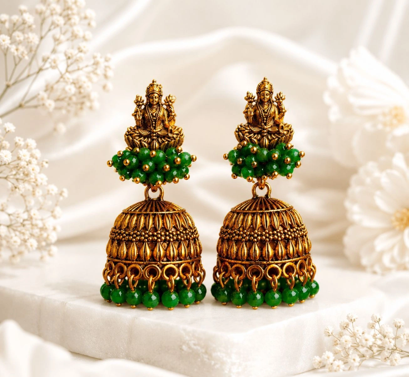Green bread lakshmi earring