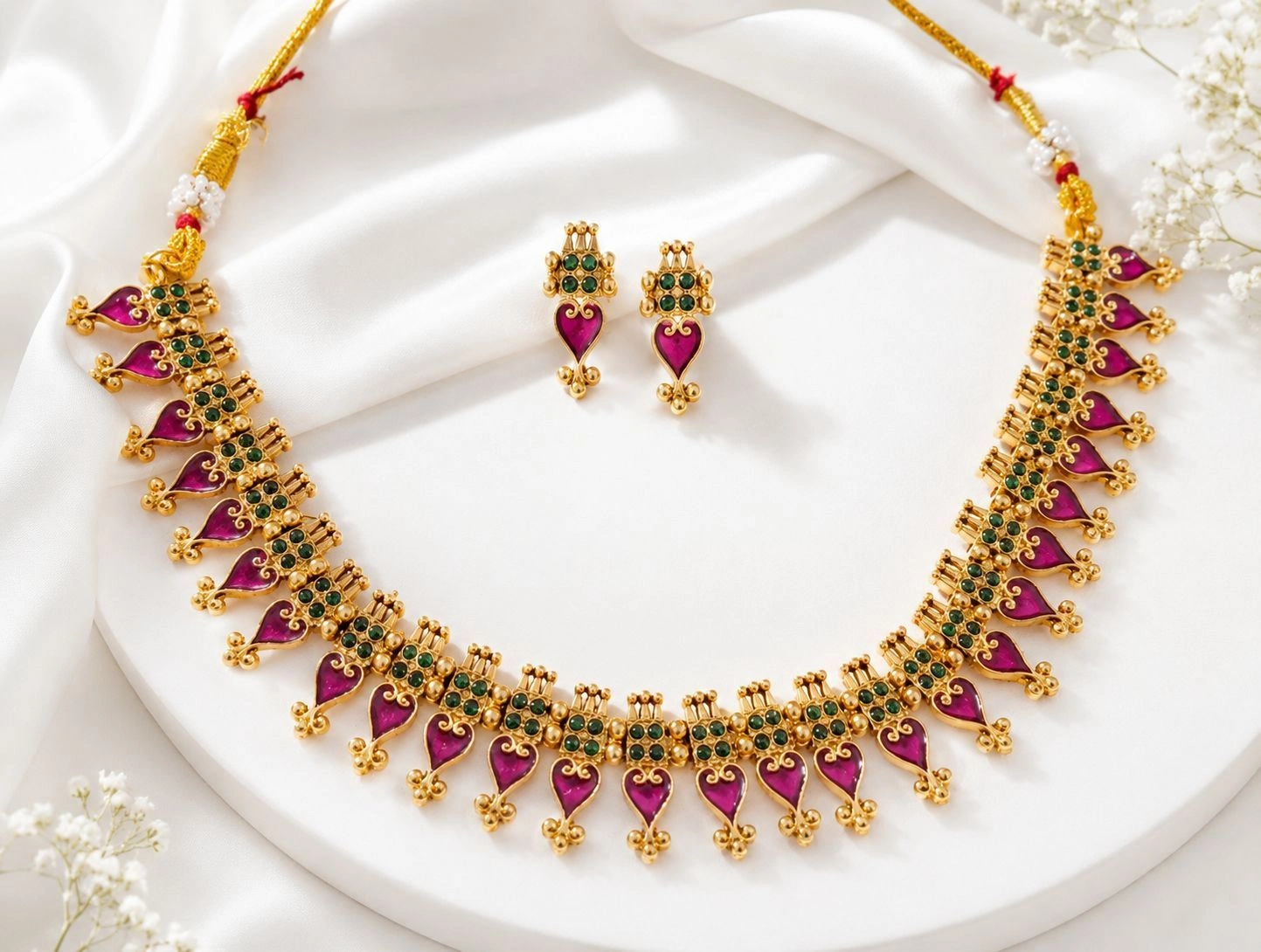 Purple palakka necklace set