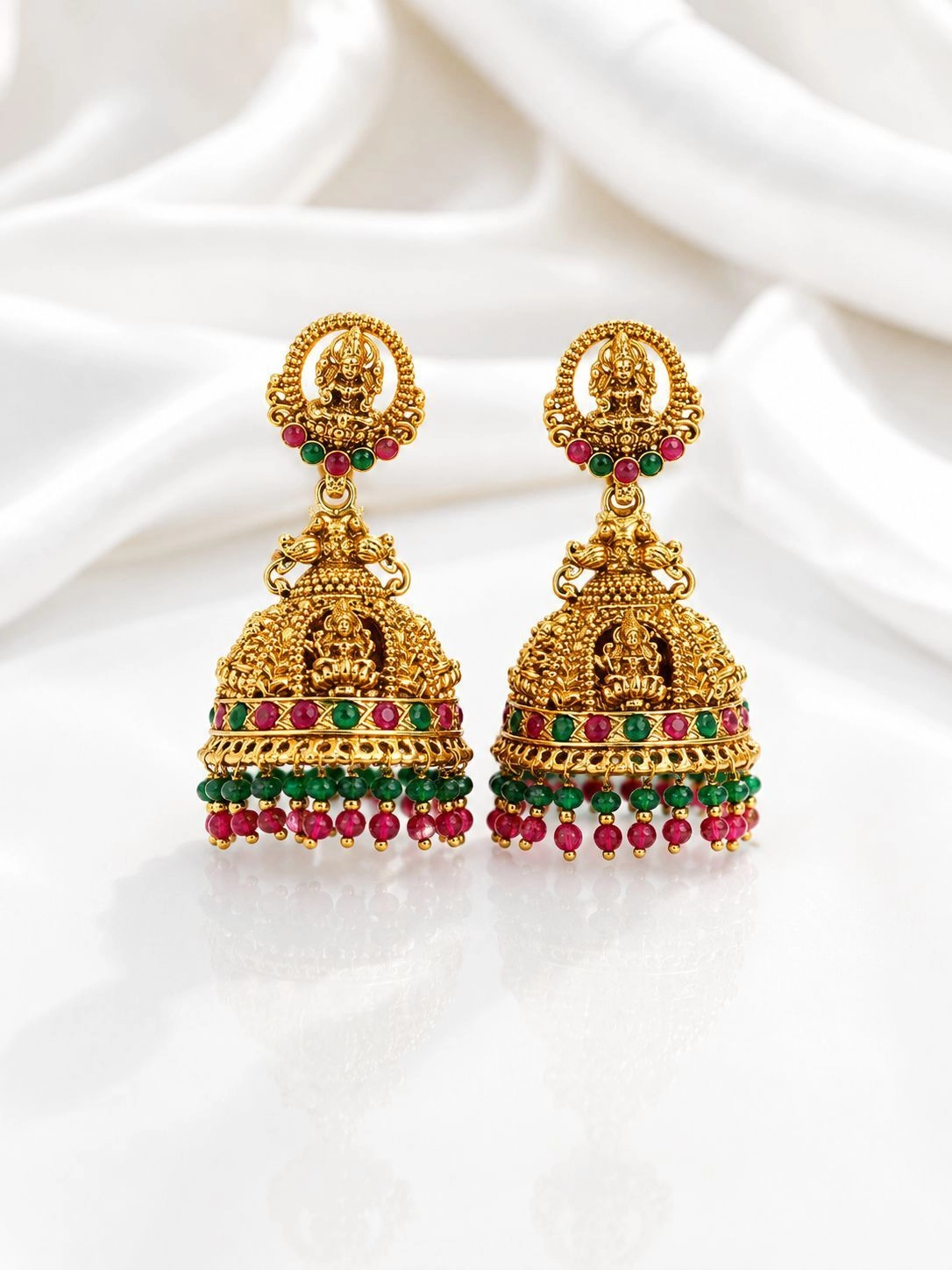 Multi color temple jhumka