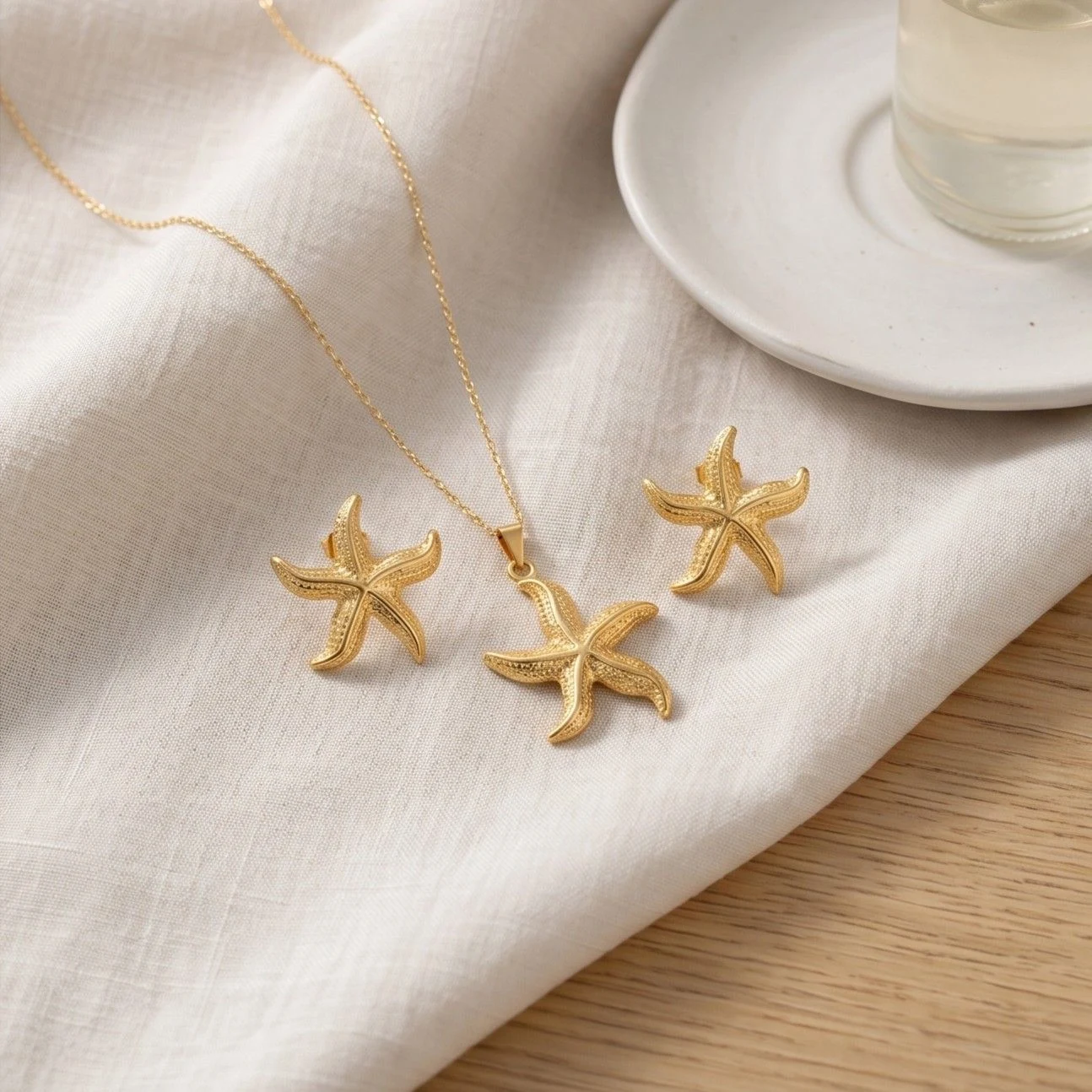Anti Tarnish Starfish Necklace Earring Combo