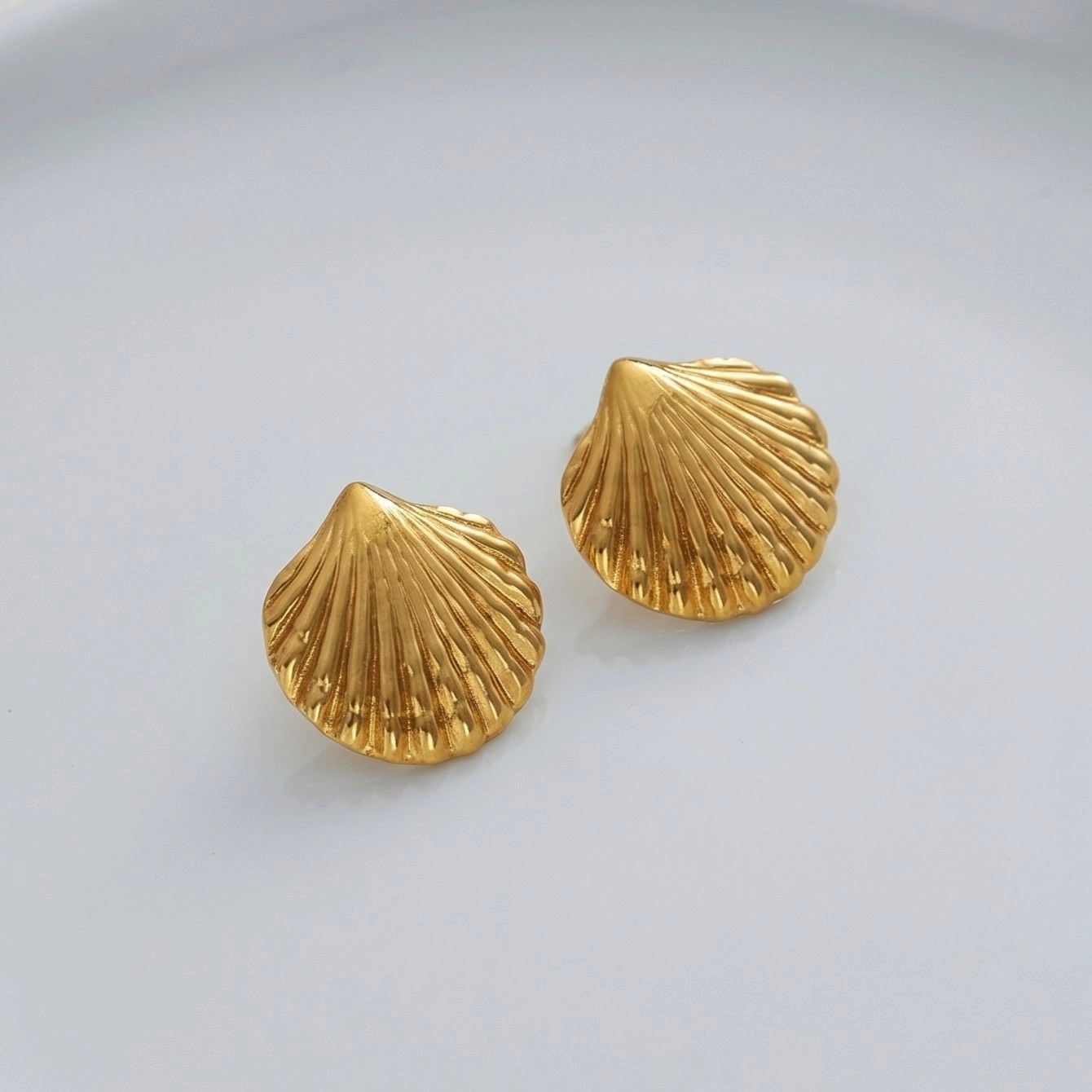 Anti Tarnish Stainless Steel Shell Shaped Stud Earrings 1
