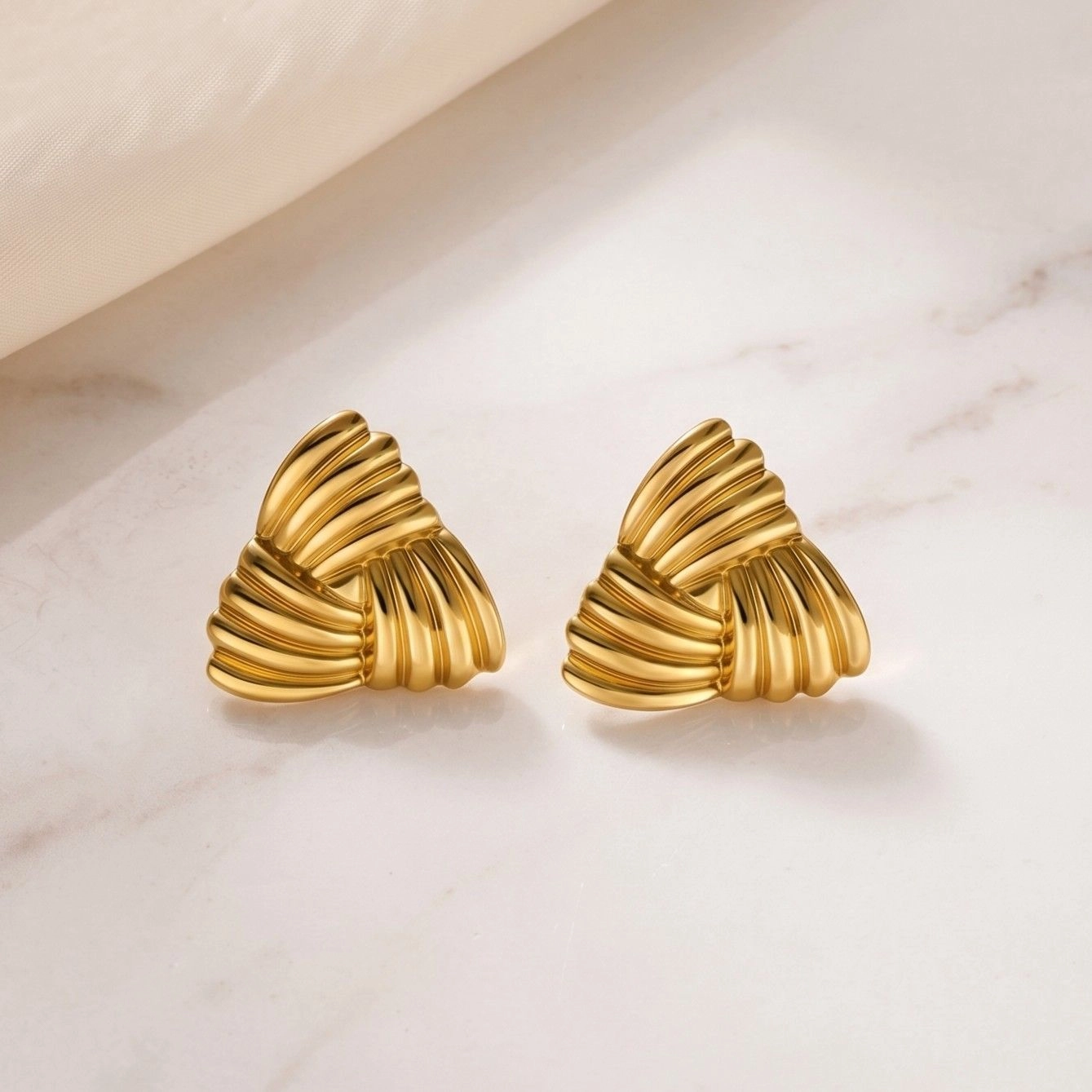 Anti Tarnish Stainless Steel Triangular Stud Earrings 1