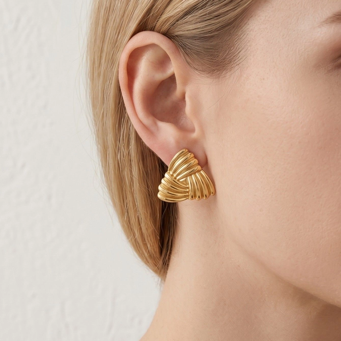 Anti Tarnish Stainless Steel Triangular Stud Earrings 2