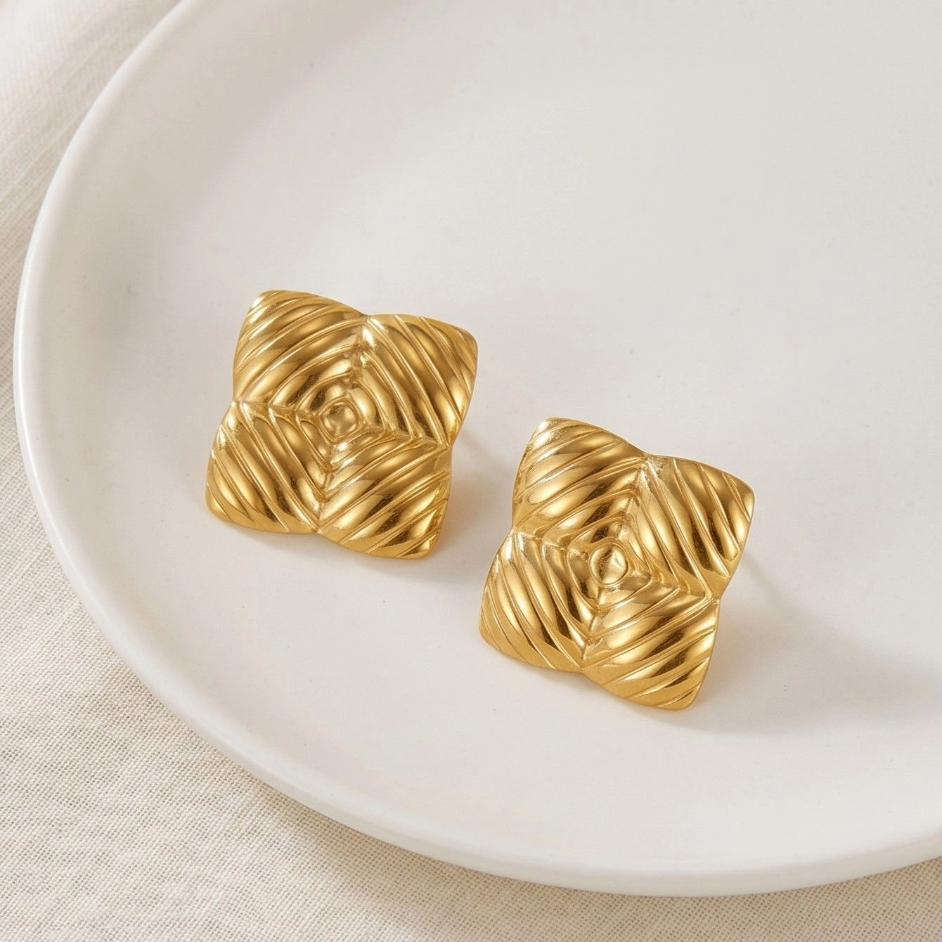 Anti Tarnish Stainless Steel Quadangle Stud Earrings 1