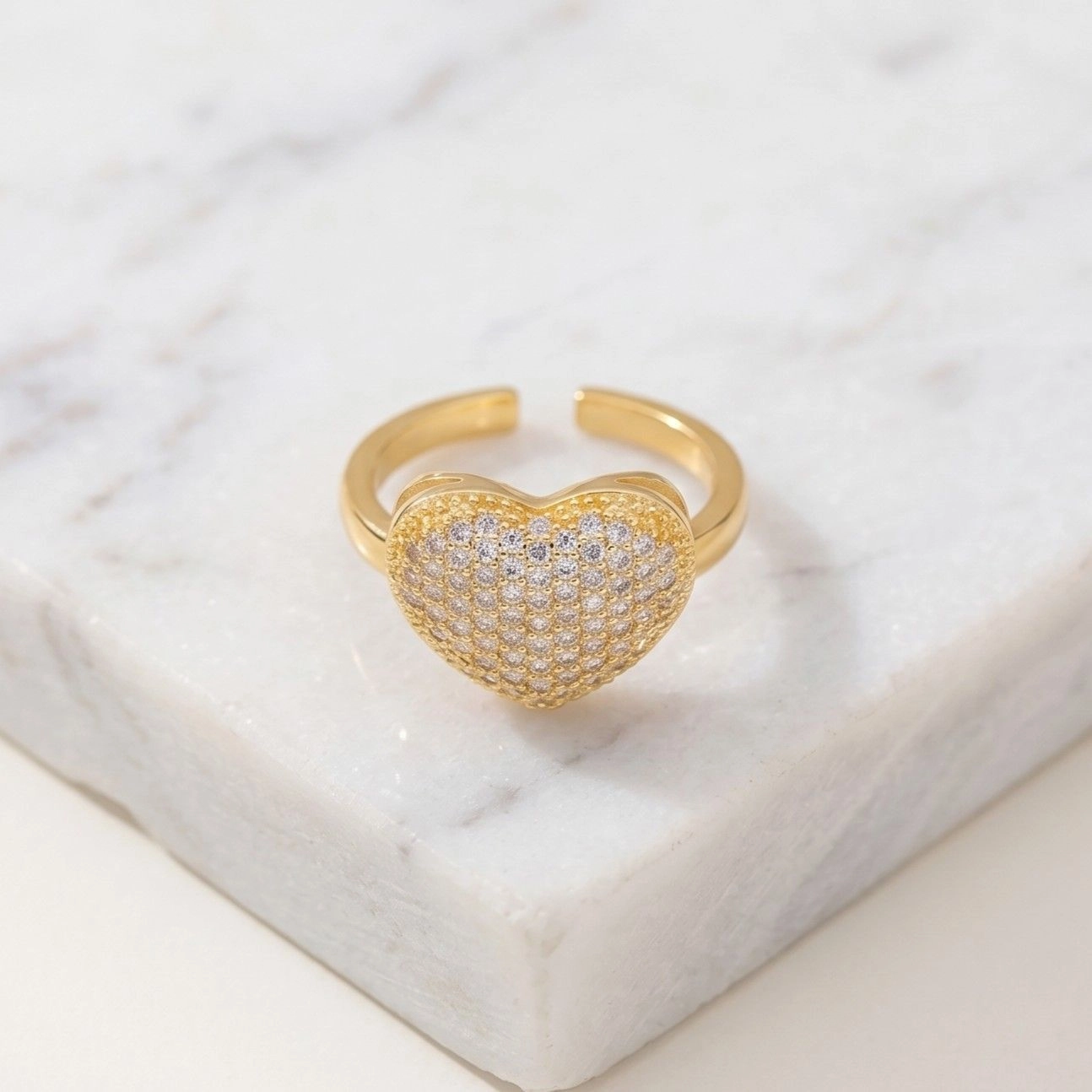 Anti Tarnish Heart Themed Adjustable Ring 1