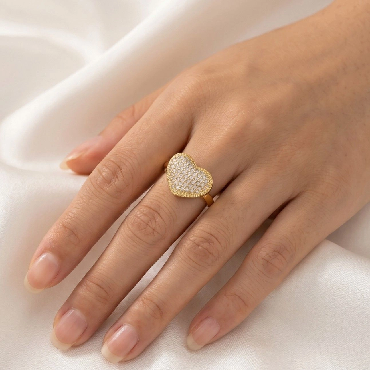 Anti Tarnish Heart Themed Adjustable Ring 2