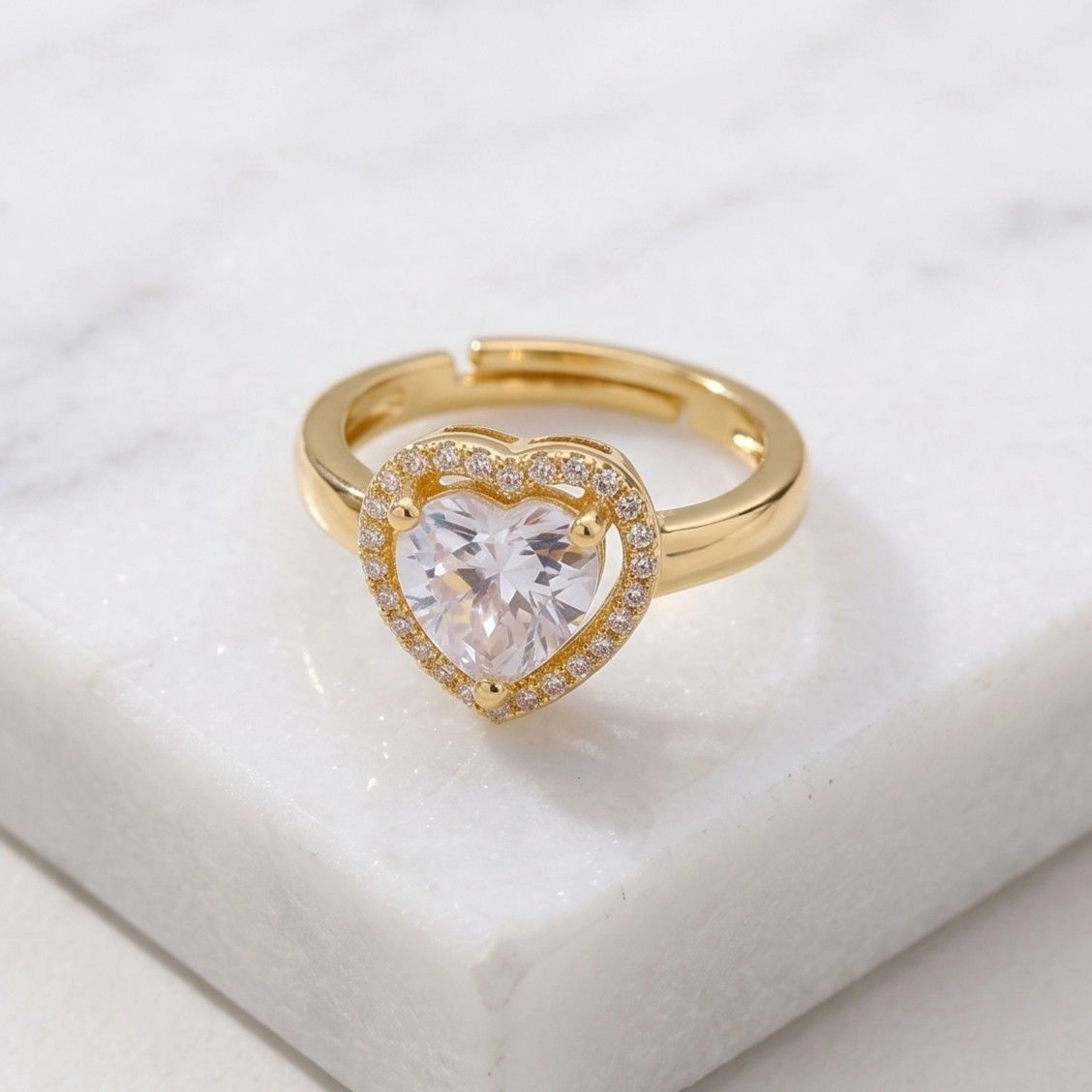 Anti Tarnish Heart Themed Adjustable Ring 1