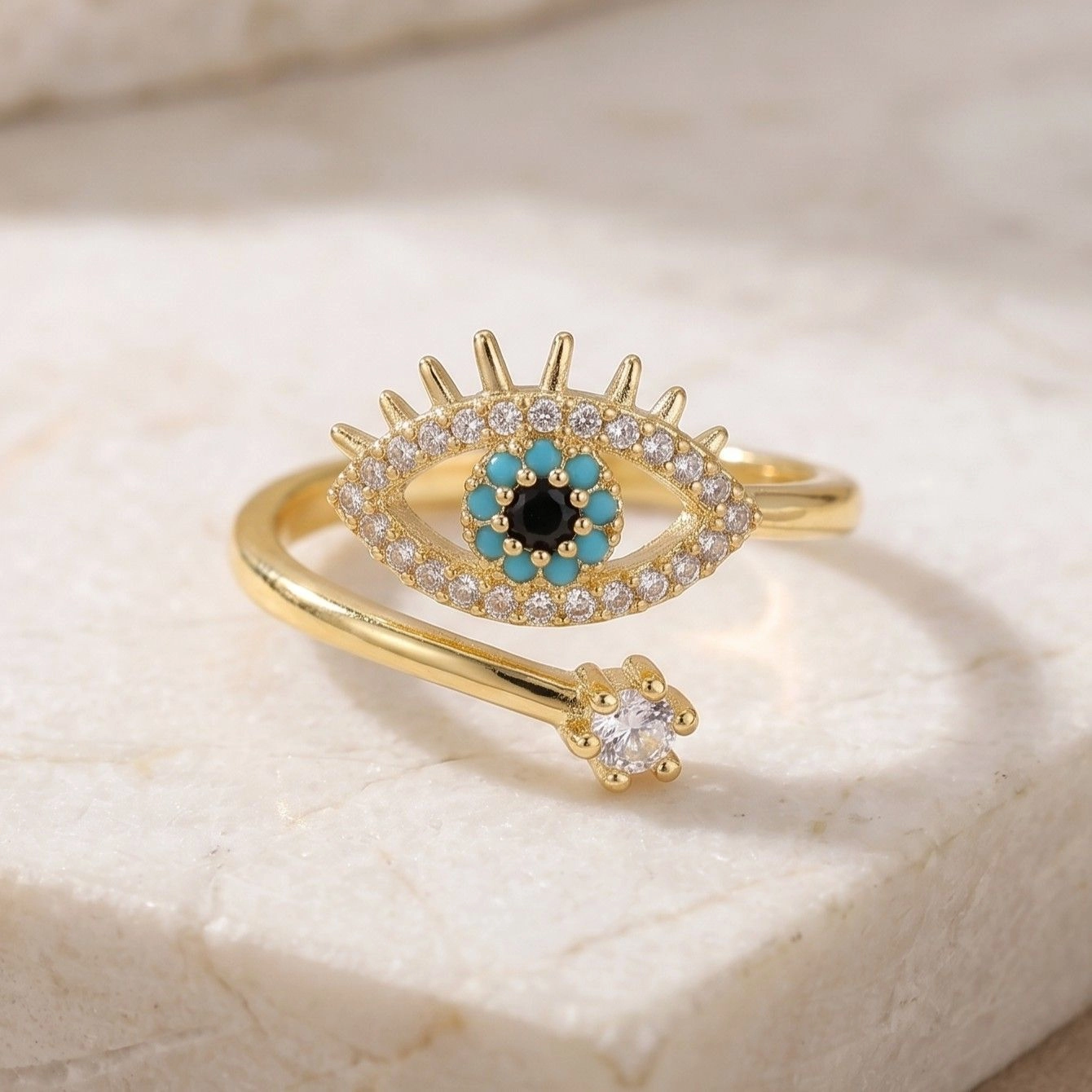 Anti Tarnish Contemporary Style Evil Eye Themed Adjustable Ring 1