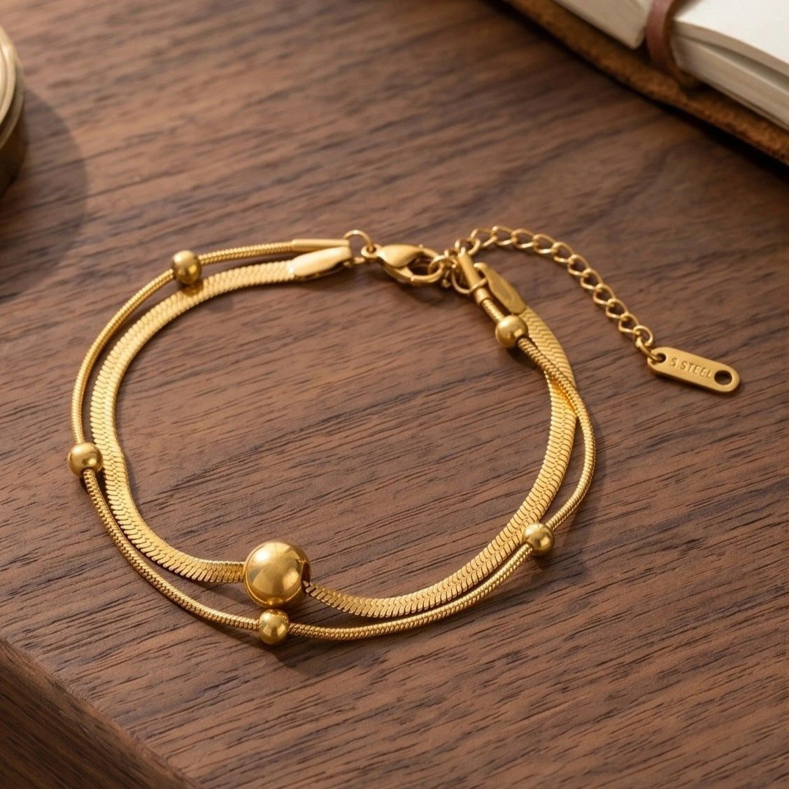 Anti Tarnish Stainless Steel Snake Chain Geometric Wraparound Bracelet 1