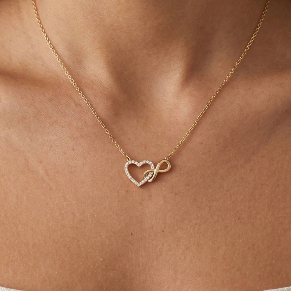 Anti Tarnish Stainless Steel Infinity Heart Themed Pendant Necklace 2