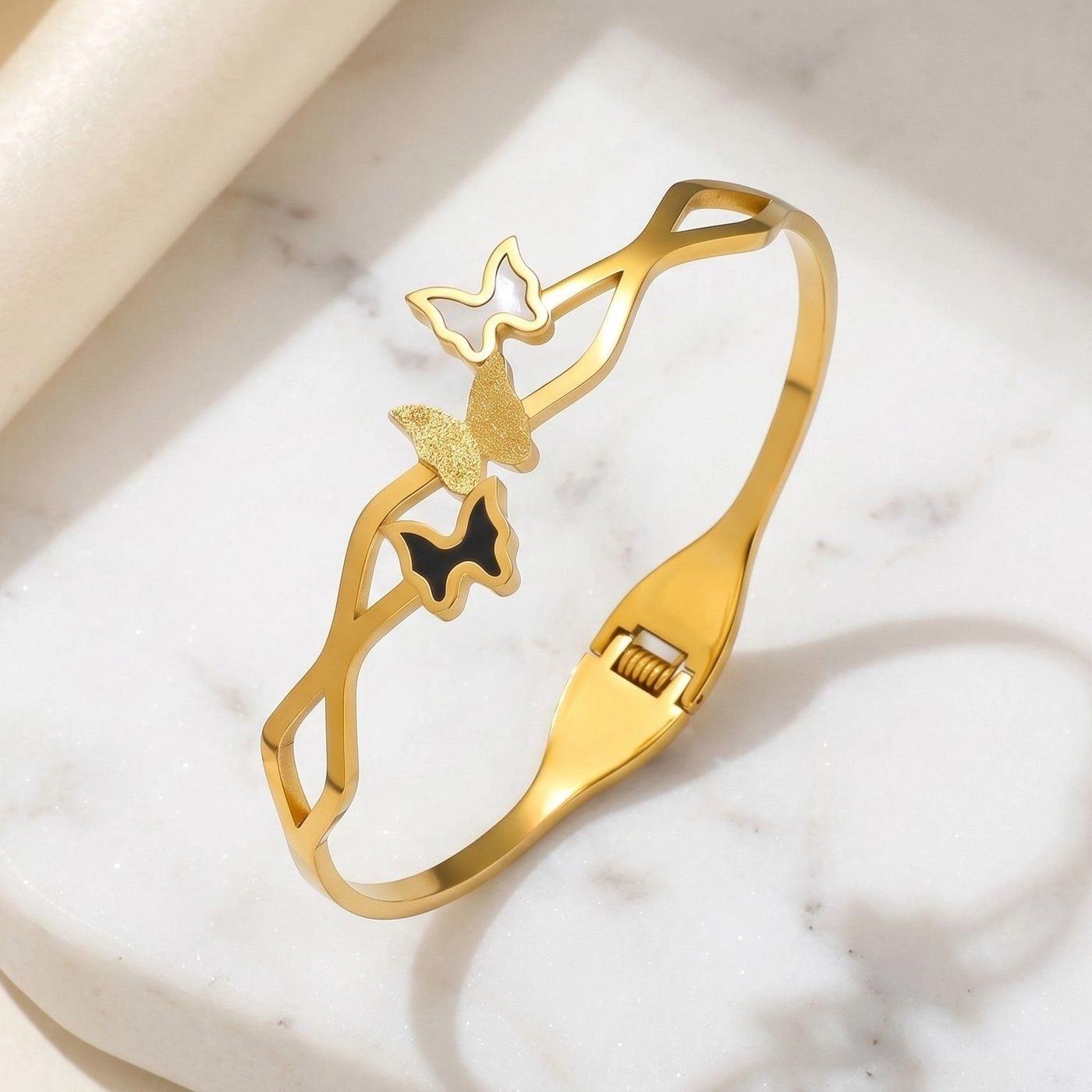 Anti Tarnish Stainless Steel Butterfly Themed Kada