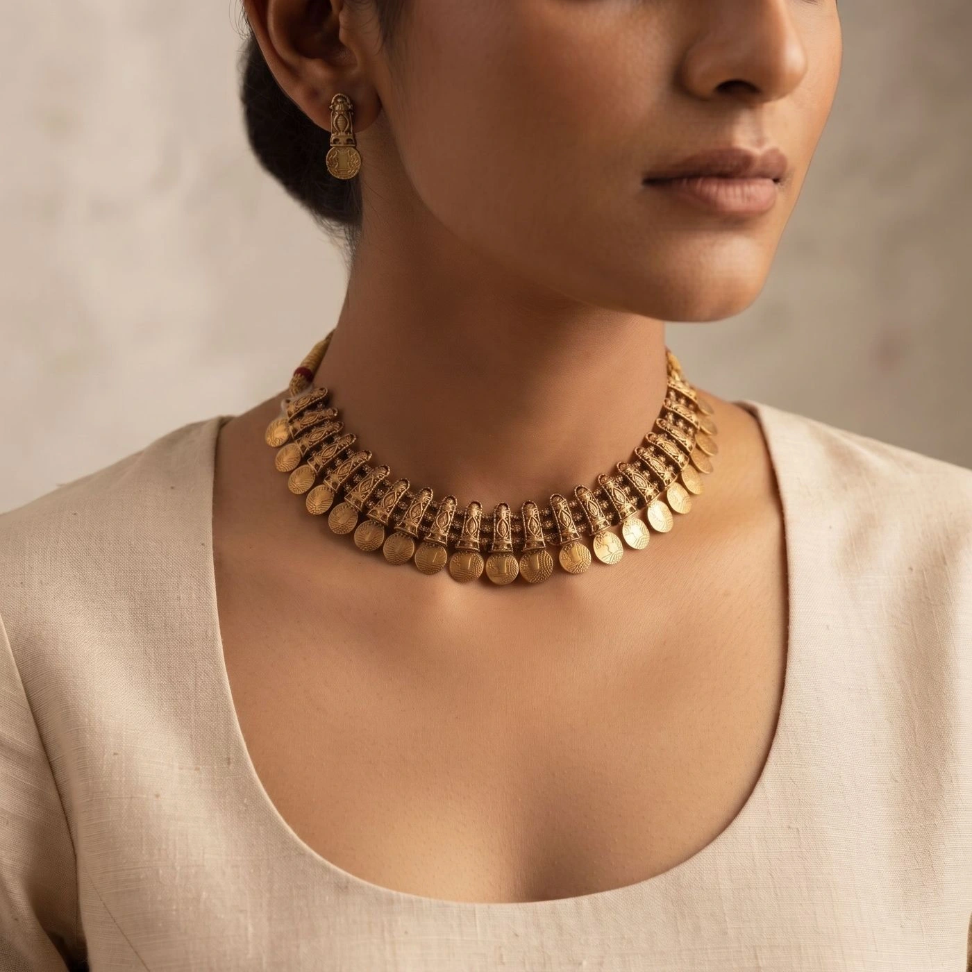 Saraswati Coin Necklace and Earring Set 2