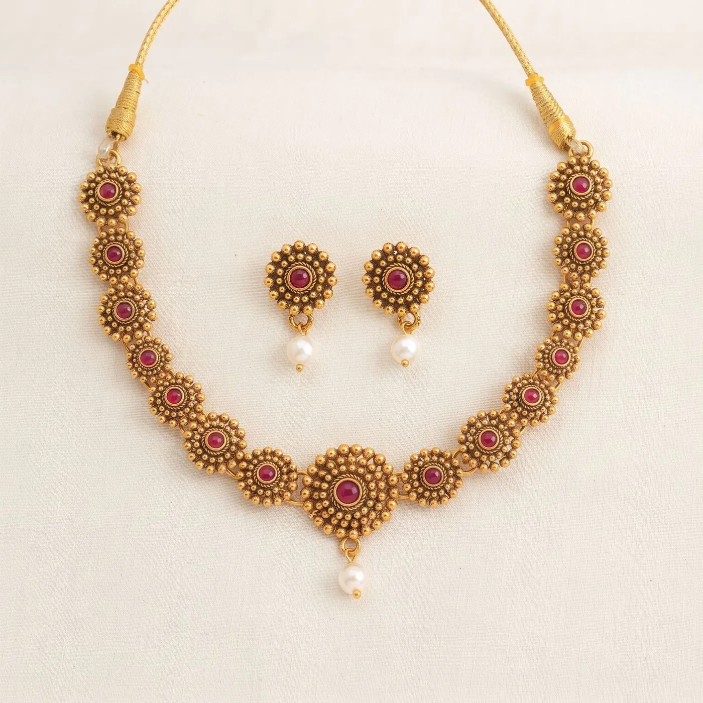 Kadambari Floral Jewellery Set with Necklace and Earring 1