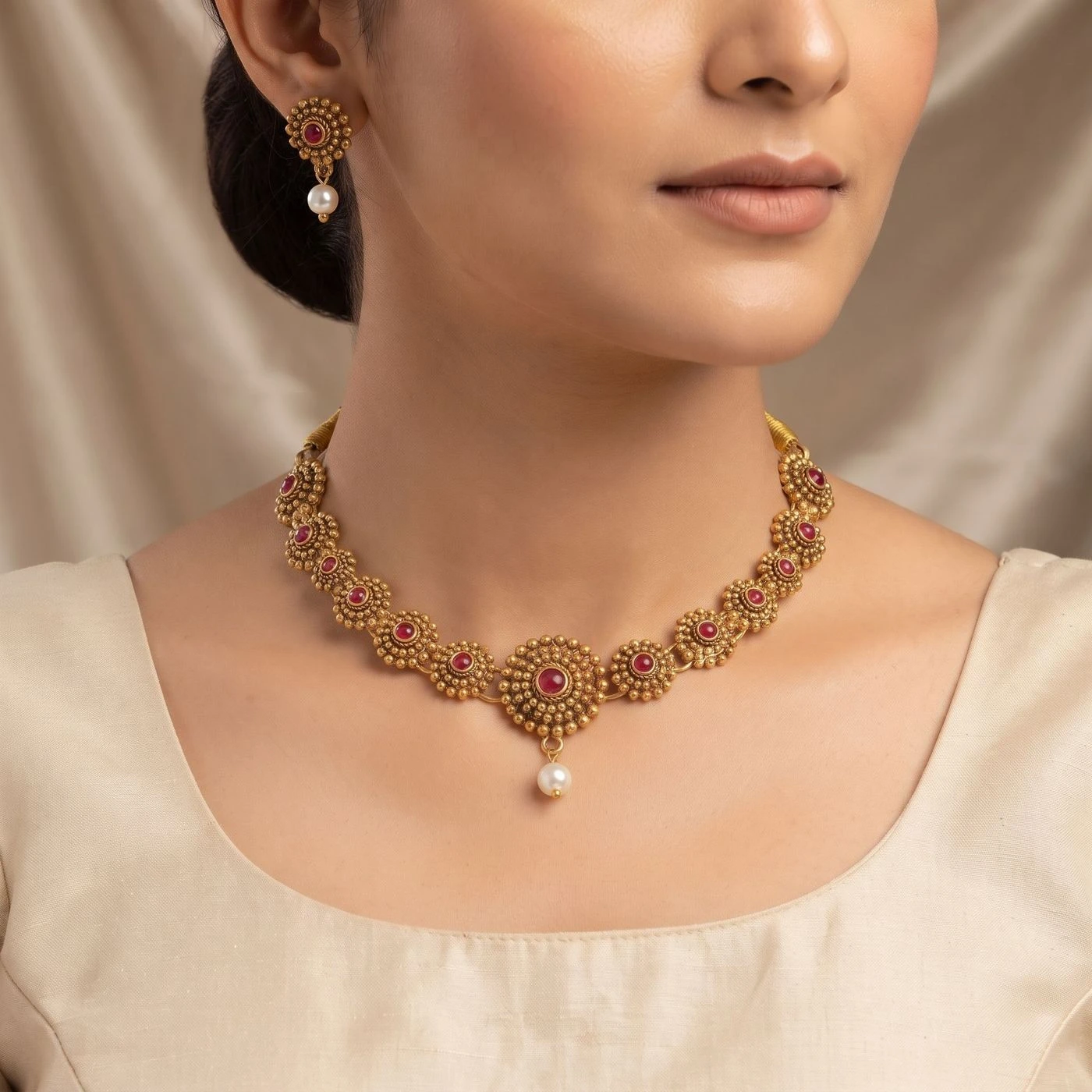 Kadambari Floral Jewellery Set with Necklace and Earring 2