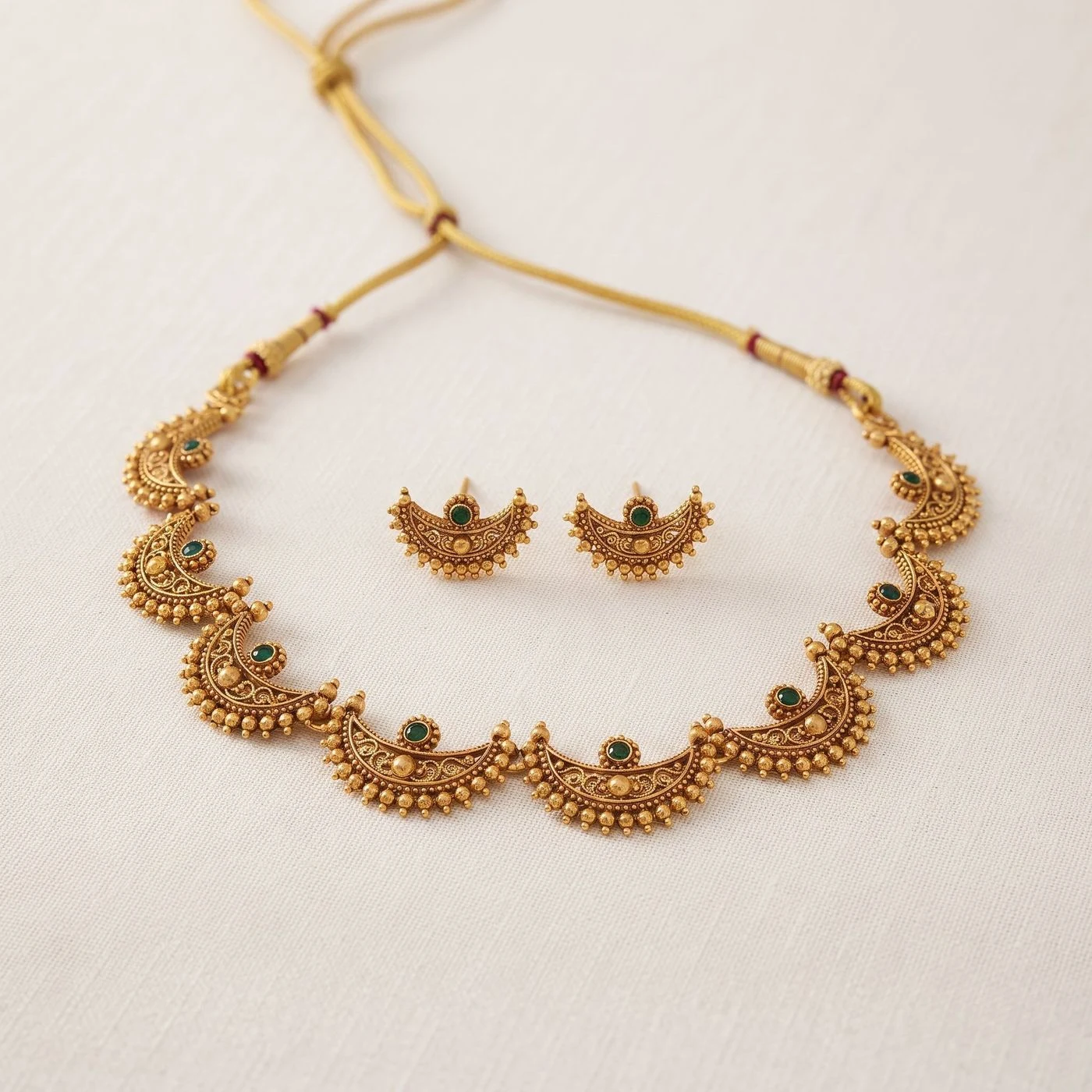 Chandrika Antique South Indian Jewellery Set with Necklace and Earring 1