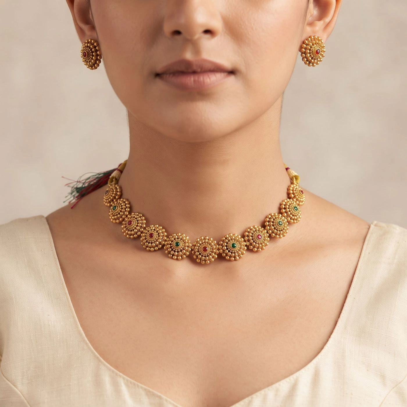 Tarika Cluster Choker Set with Necklace and Earring 2