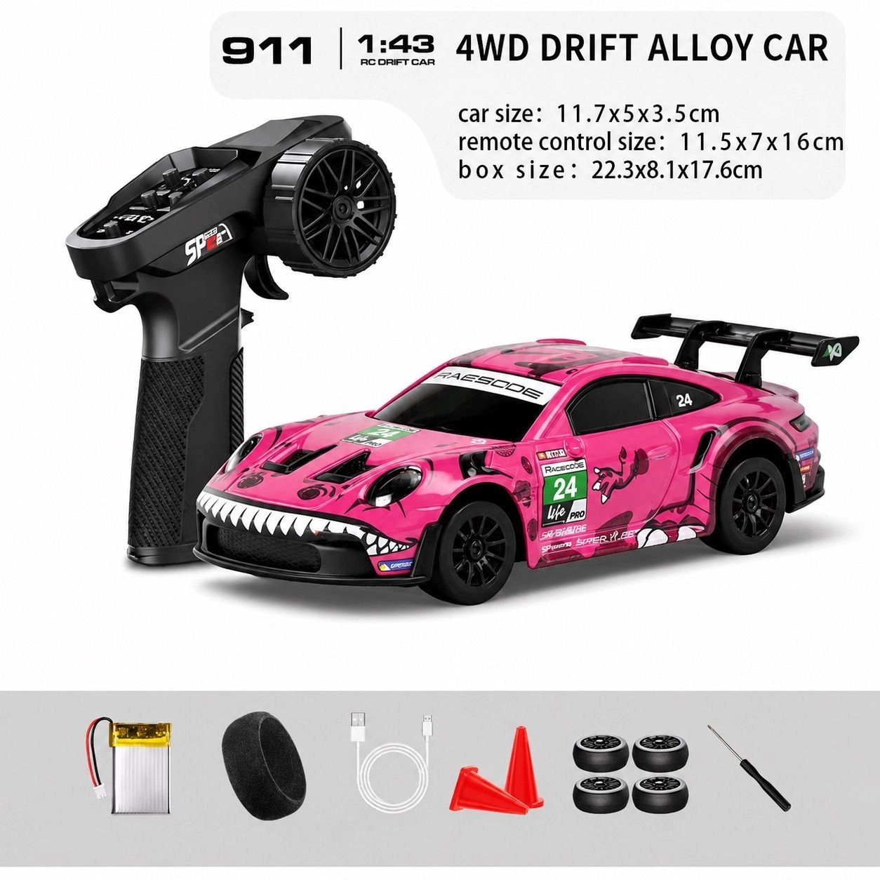 Hstar D43-01Q13 1:43 Roxy Porsche 911 4WD RC drift car