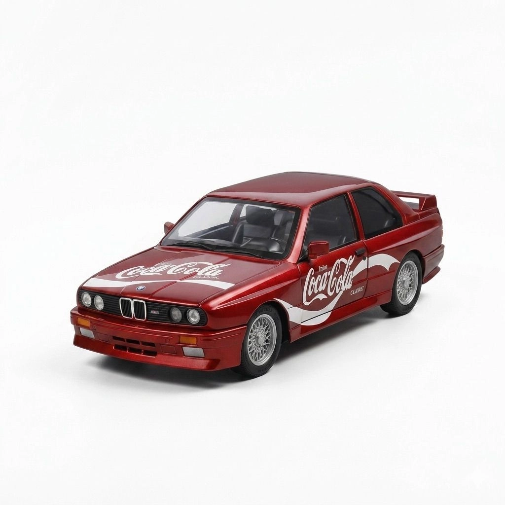 Che Zhi BMW M3 E30 Coca-Cola 1:24 Diecast Pull Back Car Light Sound Open Doors