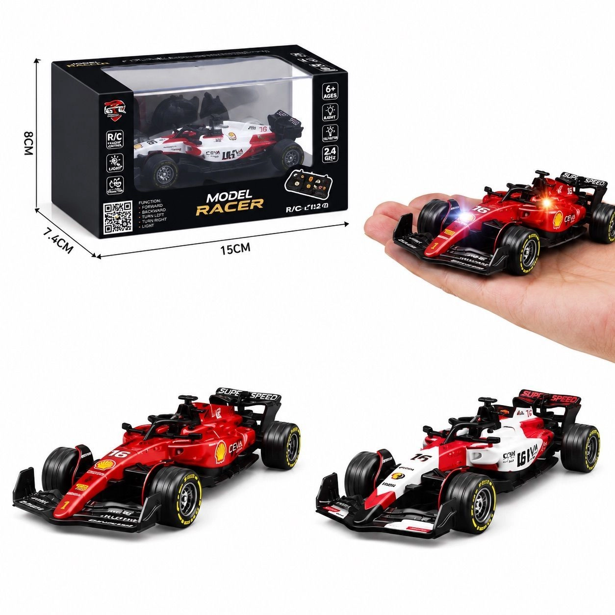 TRASPED HG4-292 F1 1:64 Mini RC Car RED
