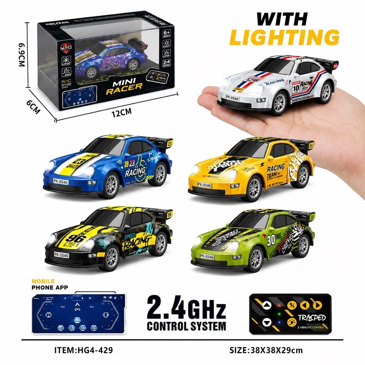 Trasped HG4-429 1:64 Porsche Mini RC Drift Car / BLACK