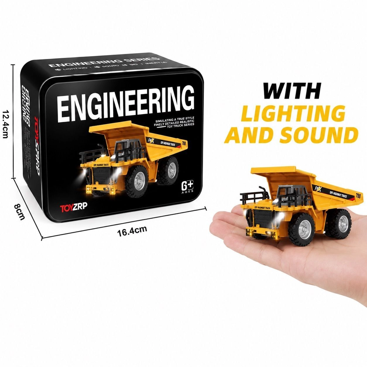 TRASPED HG4-414 1:64 RC Dump Truck – App & Remote Control with Lights & Sounds