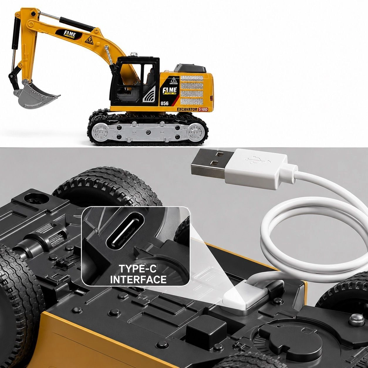 TRASPED HG4-413 1:64 RC Excavator – App & Remote Control with Lights & Sounds