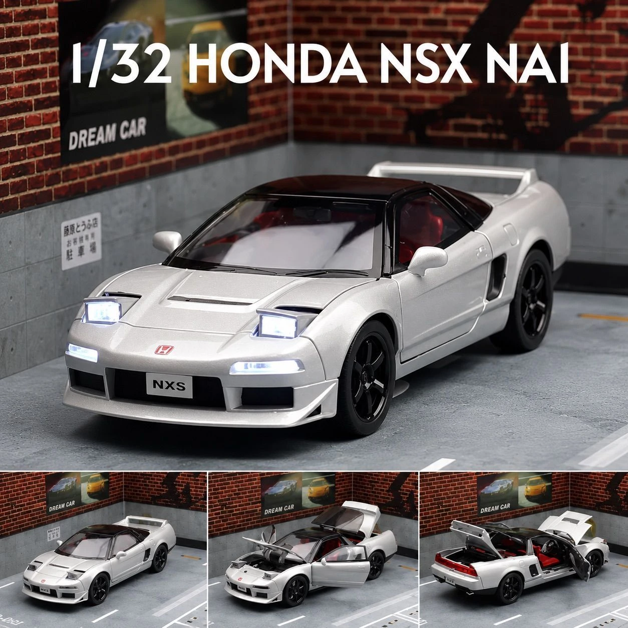 Honda NSX Diecast Model Car 1:32 Scale - JDM Supercar Toy, Collectible Vehicle with Opening Parts & Red Racing Seats TV6291 - Free Car Inside. 2