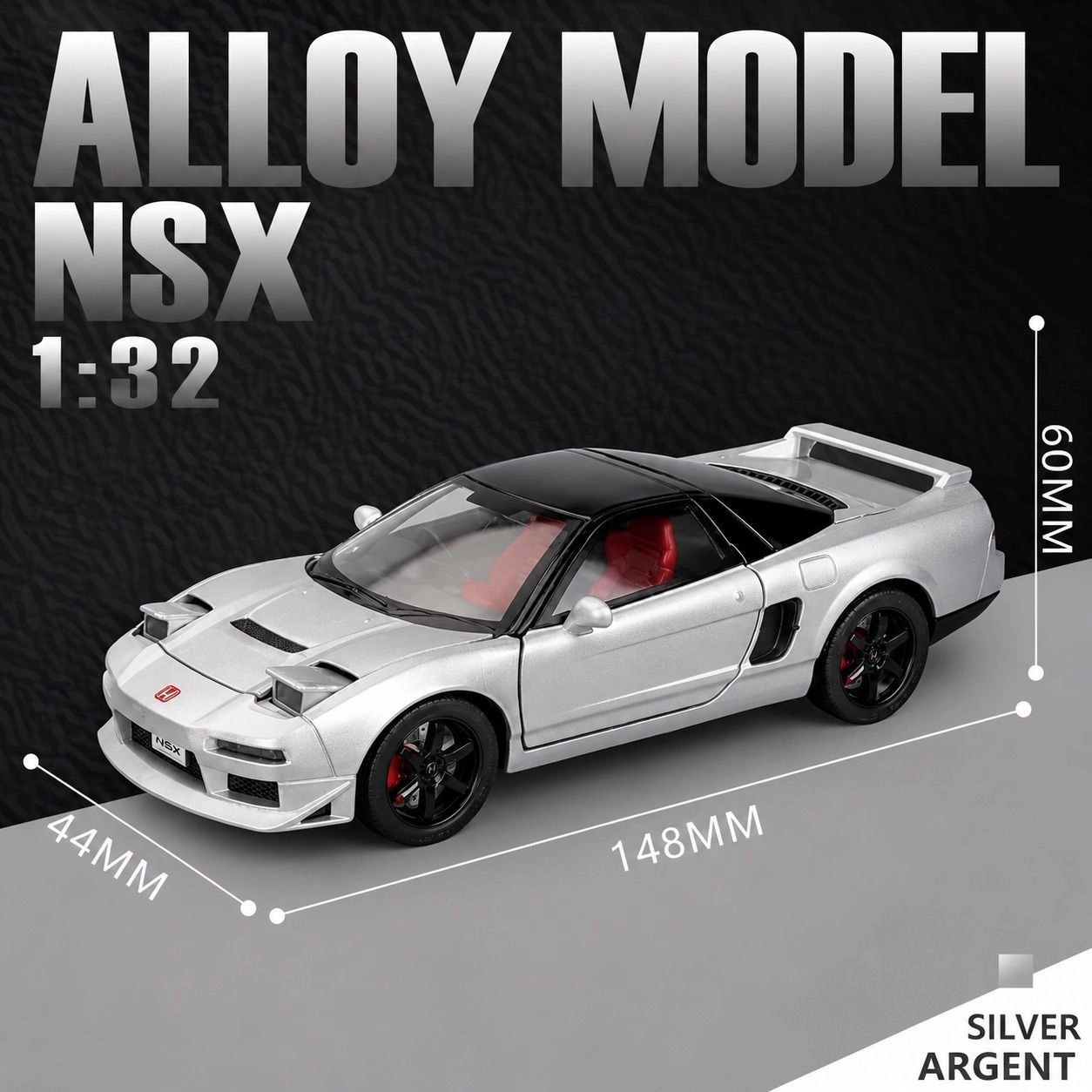 Honda NSX Diecast Model Car 1:32 Scale - JDM Supercar Toy, Collectible Vehicle with Opening Parts & Red Racing Seats TV6291 - Free Car Inside. 4