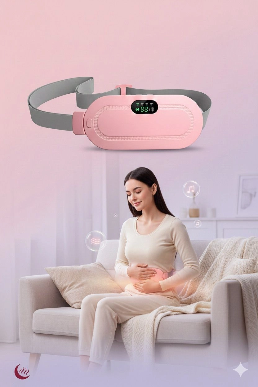 Portable Period Cramp Relief Massager Belt for Women | Heating & Vibration Menstrual Pain Relief Device – Rechargeable USB Waist Belt
