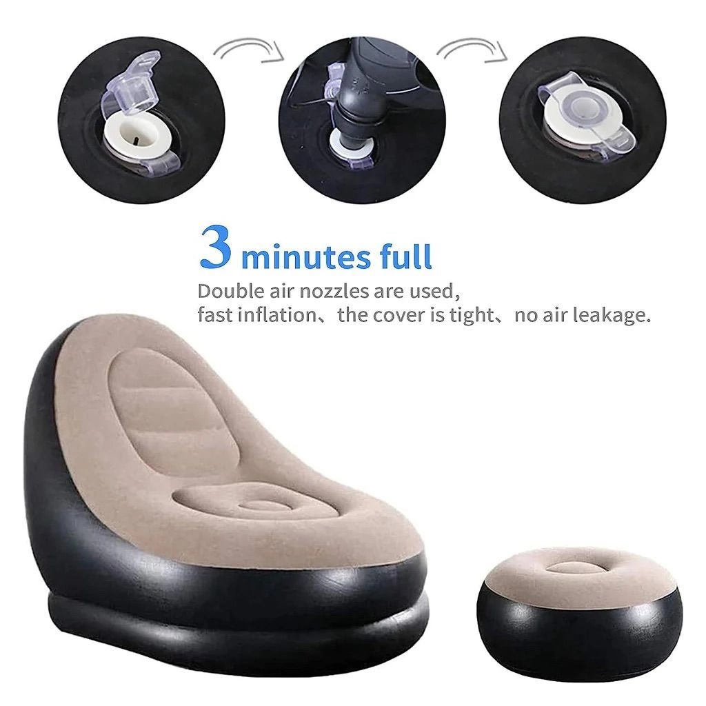 Inflatable Sofa Chair with Footrest & Air Pump | Portable Air Lounge Chair for Home, Gaming & Relaxing