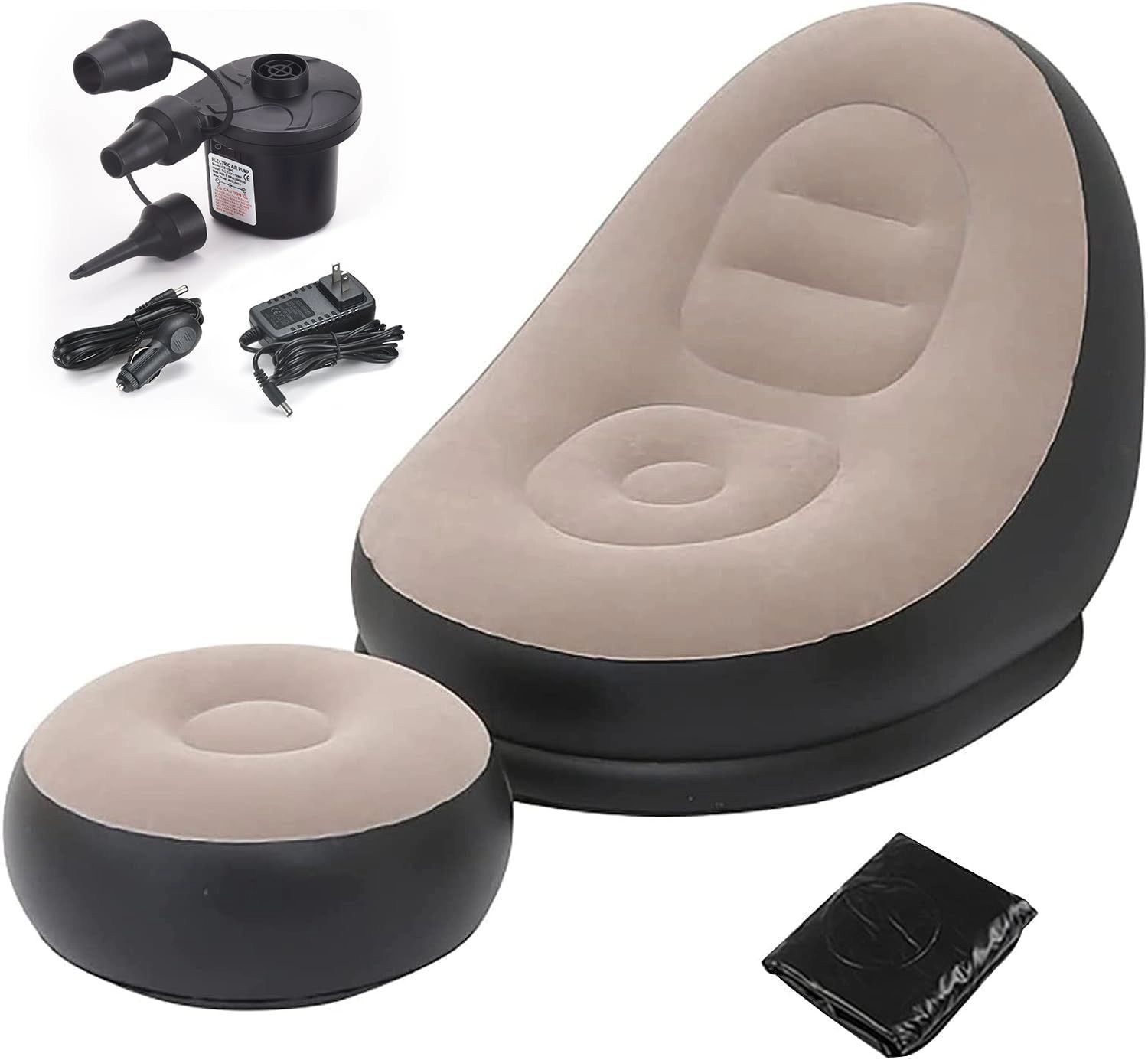 Inflatable Sofa Chair with Footrest & Air Pump | Portable Air Lounge Chair for Home, Gaming & Relaxing