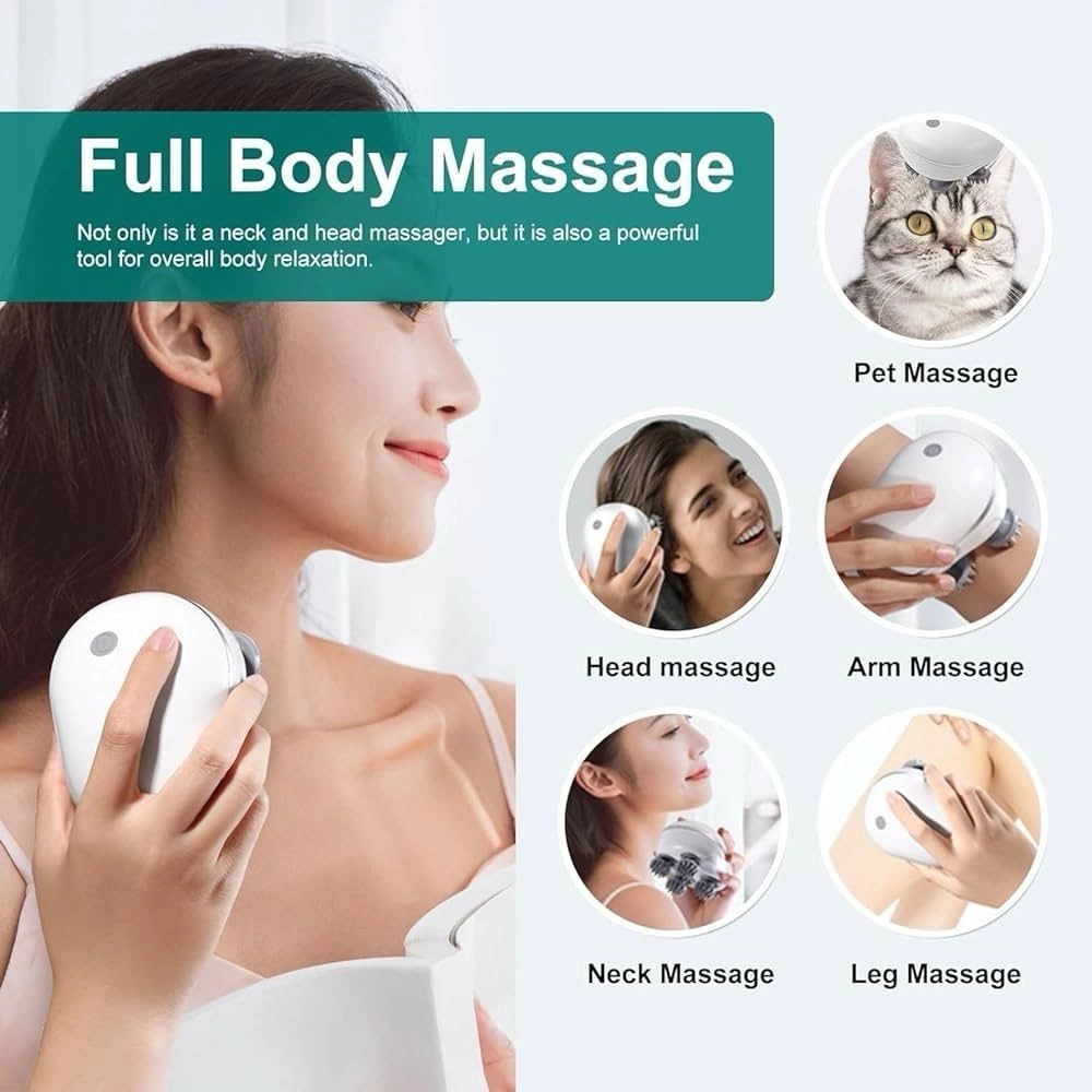 Electric Scalp Massager for Hair & Body | Rechargeable Deep Tissue Head Massager
