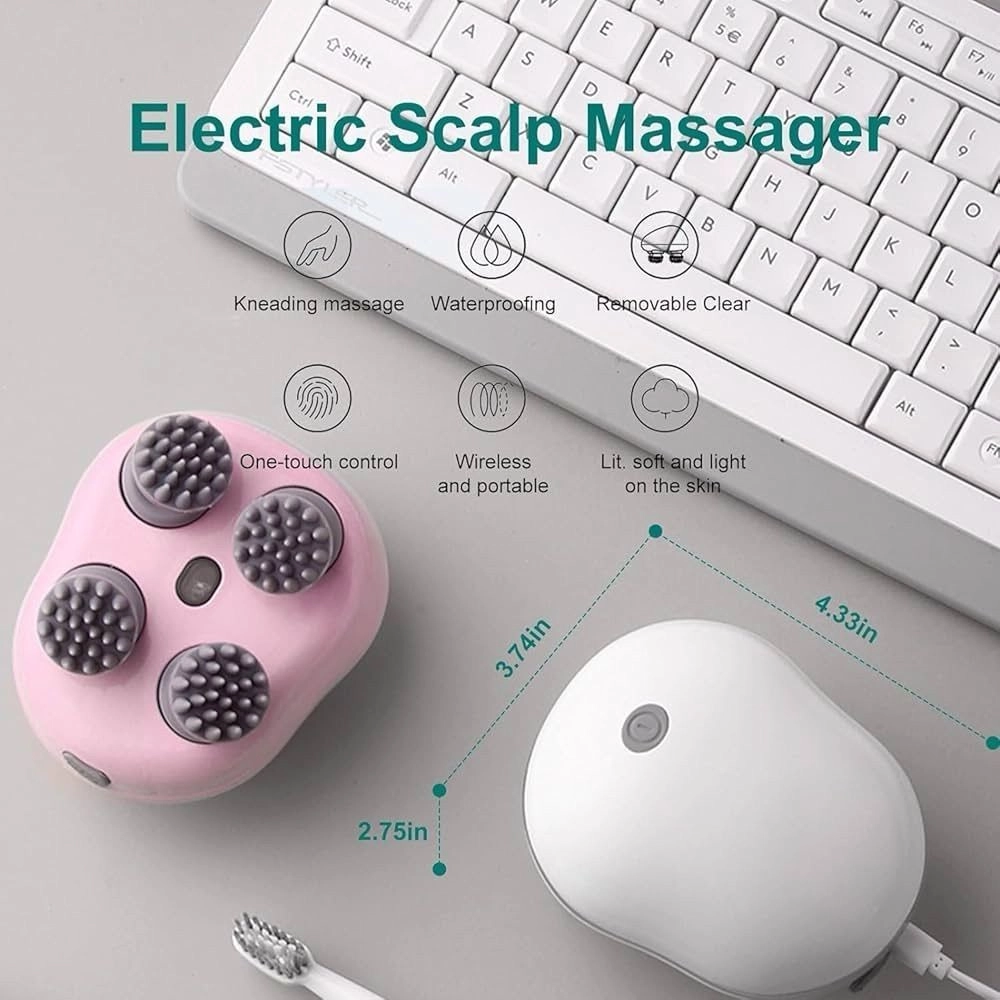 Electric Scalp Massager for Hair & Body | Rechargeable Deep Tissue Head Massager