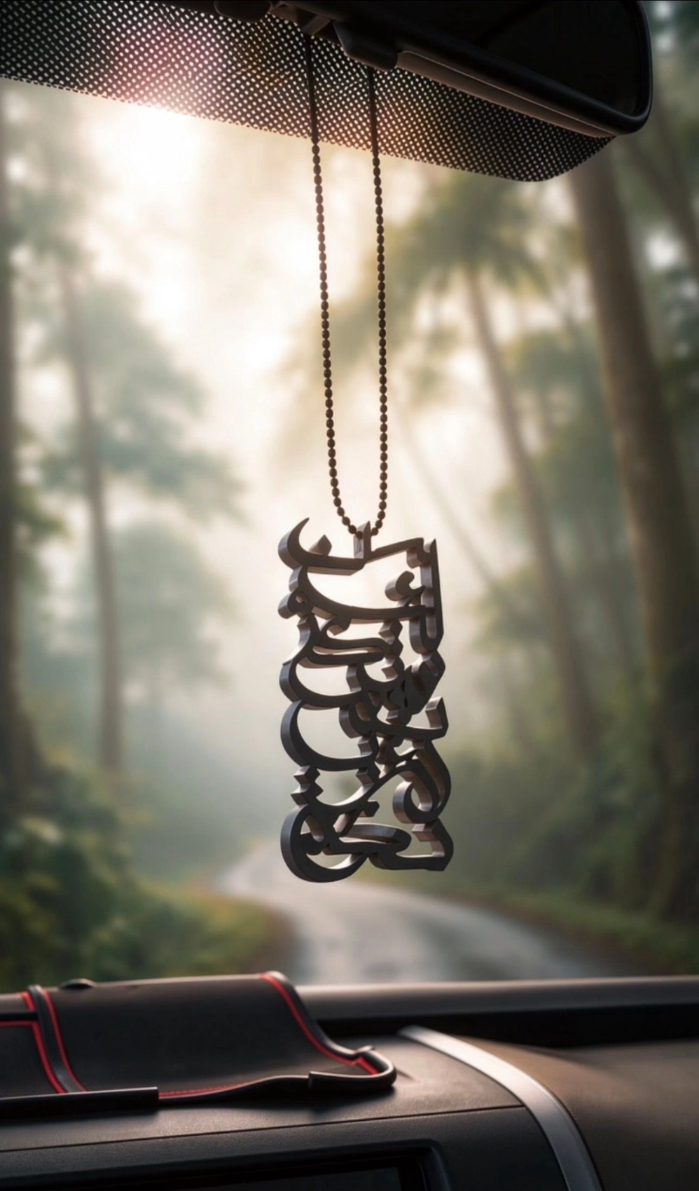 La In Shakartum La Azidannakum Islamic Car Mirror Hanging | PETG 3D Printed Arabic Calligraphy Rear View Mirror Pendant - Black 5