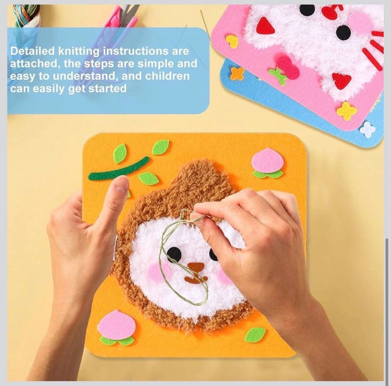 1 pc-Creative Sewing DIY Fluffy Animal Craft Kit for Kids | Felt Art & Craft Activity Toy | Creative Learning Kit for Kids 4–8 Years | best Gift for kids 2