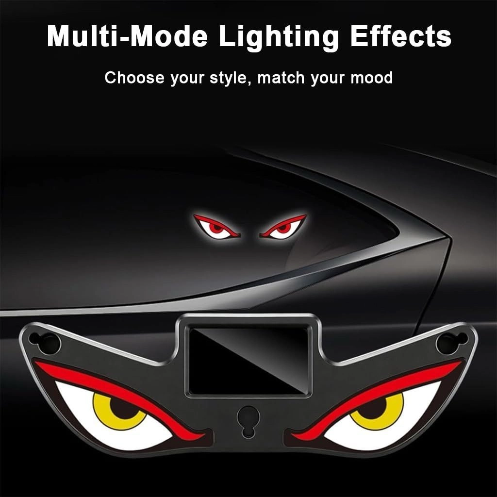 Solar LED Car Ambient Warning Light with Evil Eye Design Smart Sensor, Wireless Connection, Multi-mode Patterns, Universal Attachment, Solar Powered 1