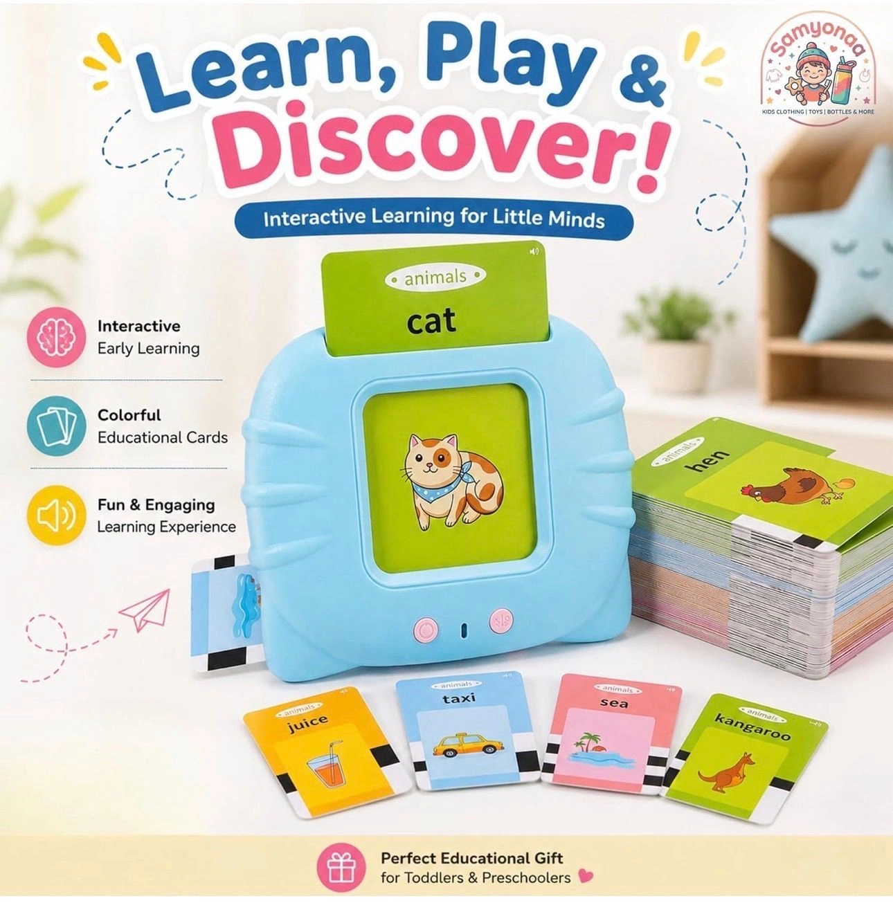 Kids Early Learning Talking Flash Card Device – 112 Double-Sided Cards | Screen-Free Educational Learning Toy 5