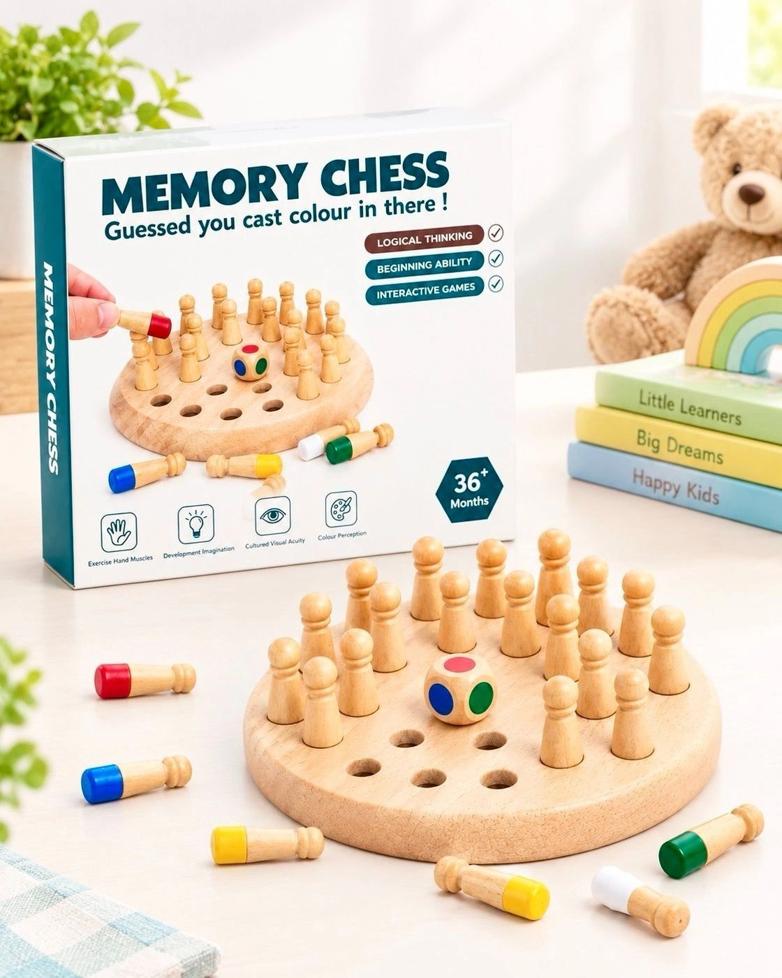 Memory Chess Wooden Board Game for Kids – Color Matching & Memory Skill Learning Toy 1
