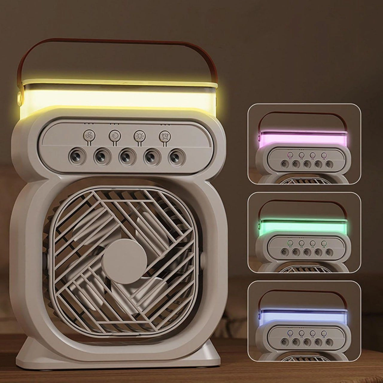 Portable Rechargeable Fan with LED Light & Storage Box | USB Cooling Fan 2