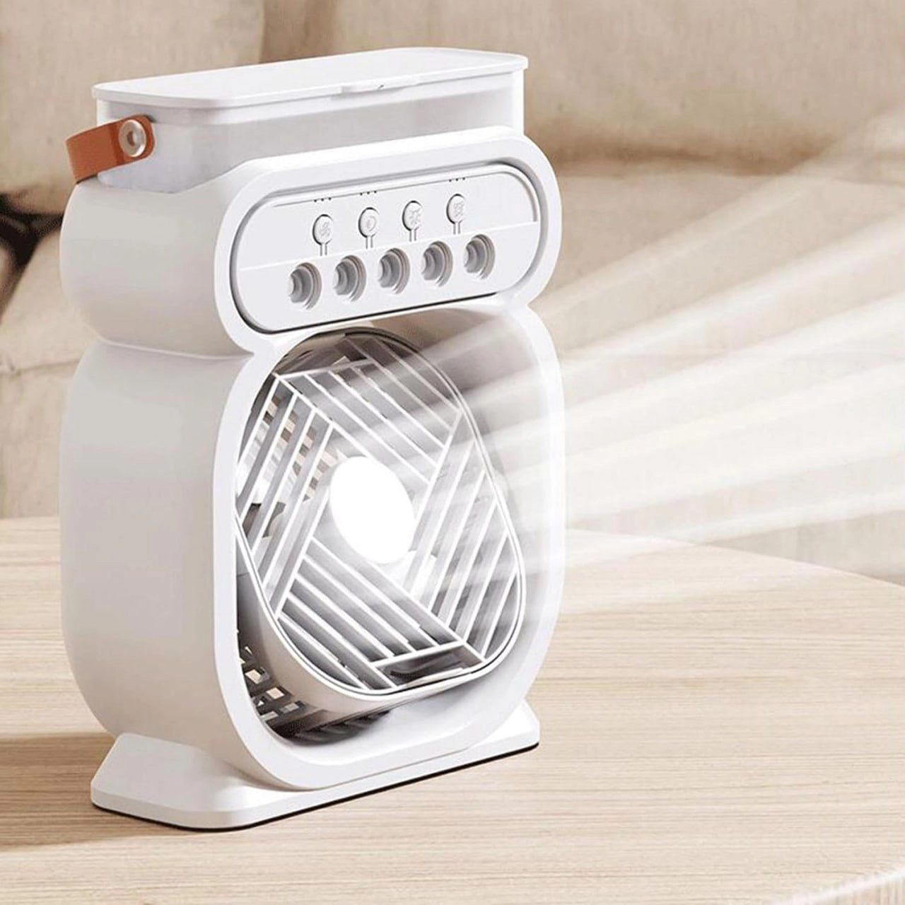 Portable Rechargeable Fan with LED Light & Storage Box | USB Cooling Fan 3
