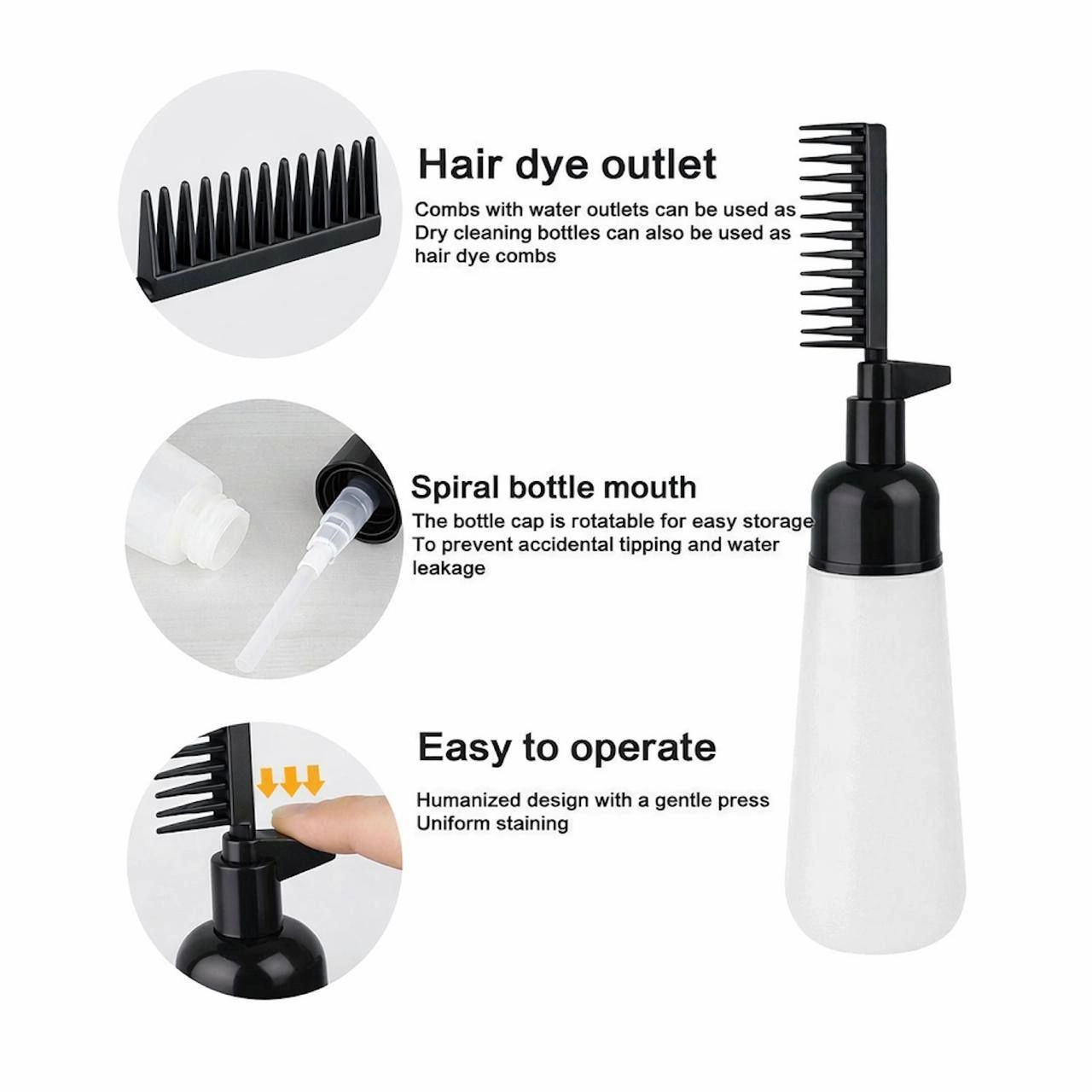 Root Comb Hair Dye Applicator Bottle | 2 in 4