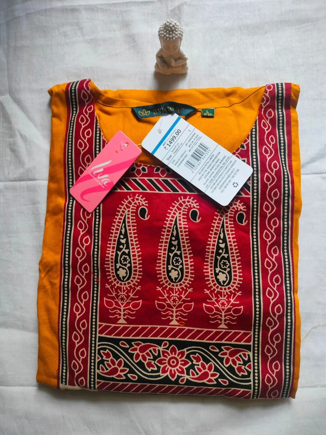Avaasa Heavy Rayon Chest Kalamkari prints Kurti set 1