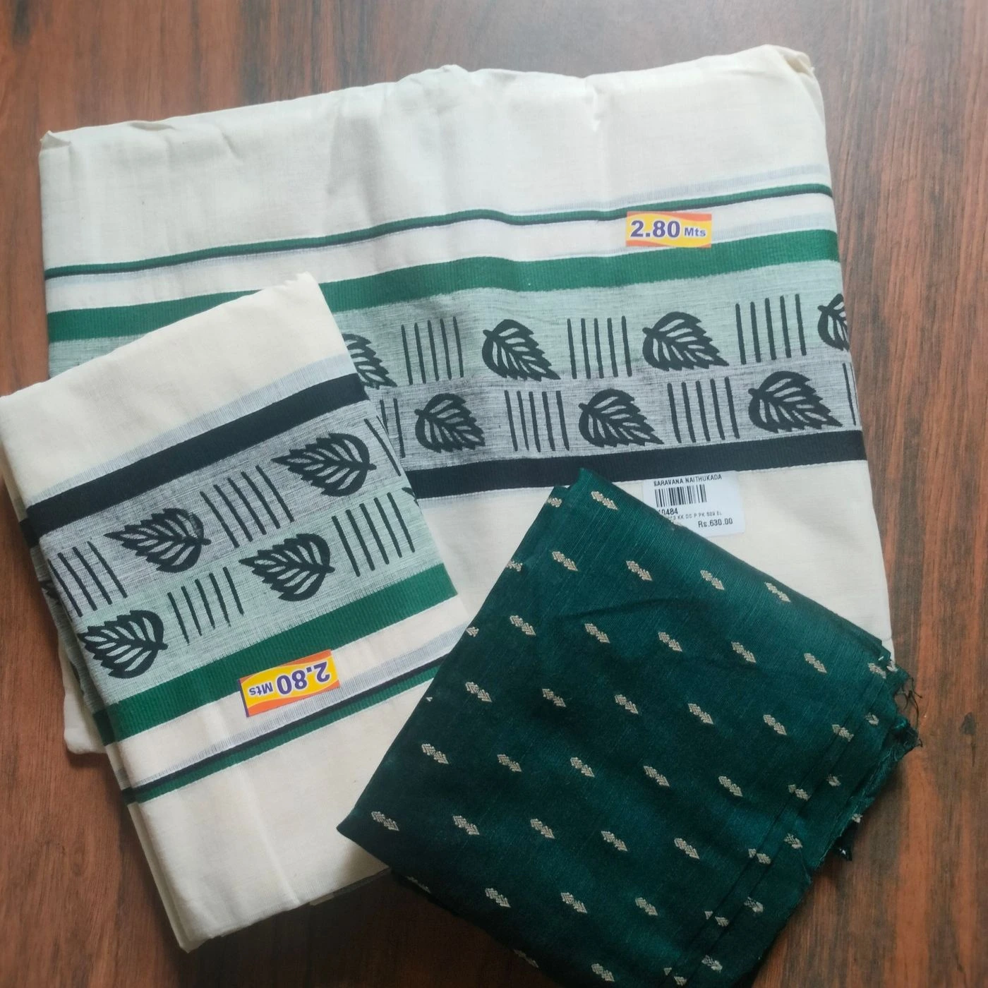 Kuthampally Set Mundu -Leaf print