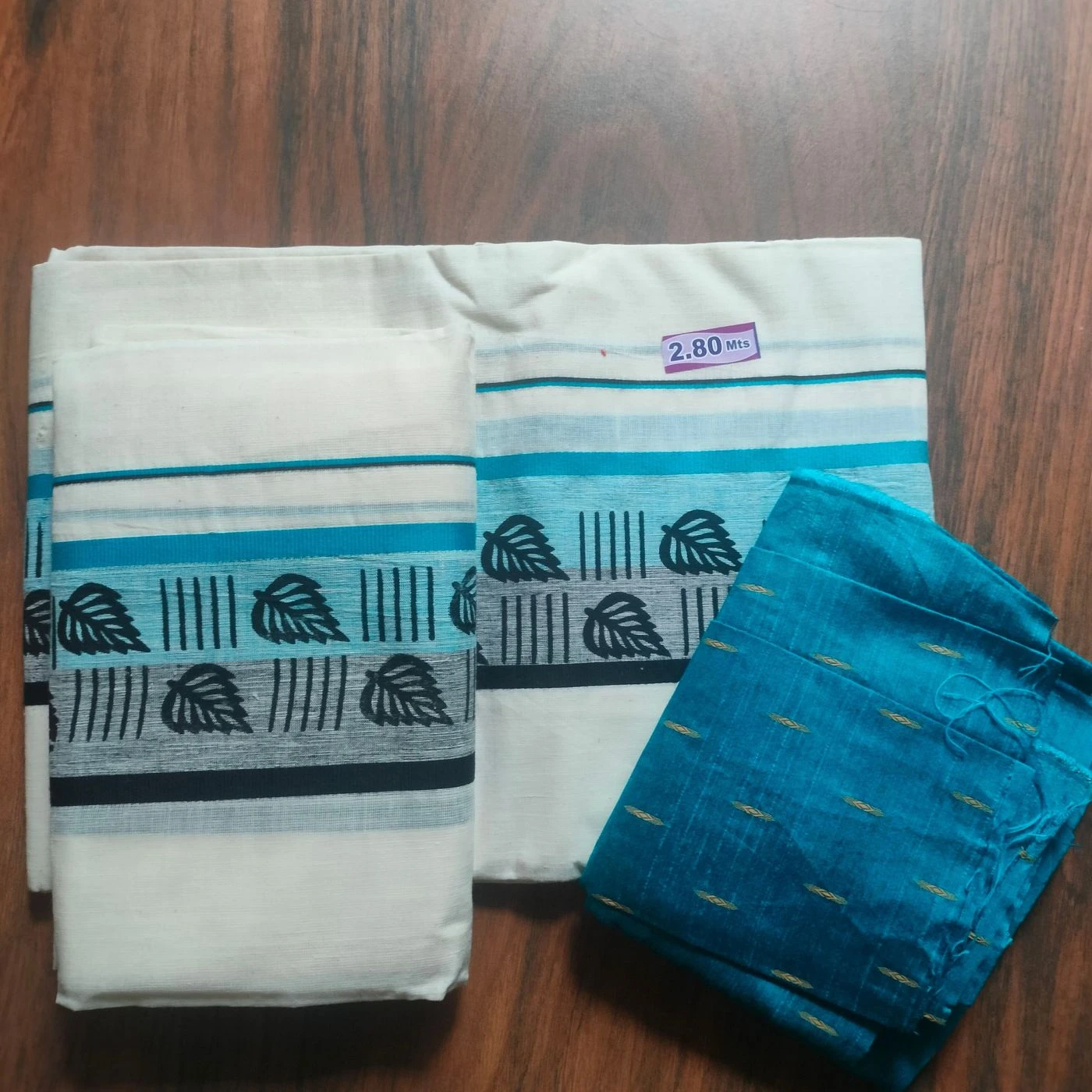 Kuthampally Set Mundu - Leaf print