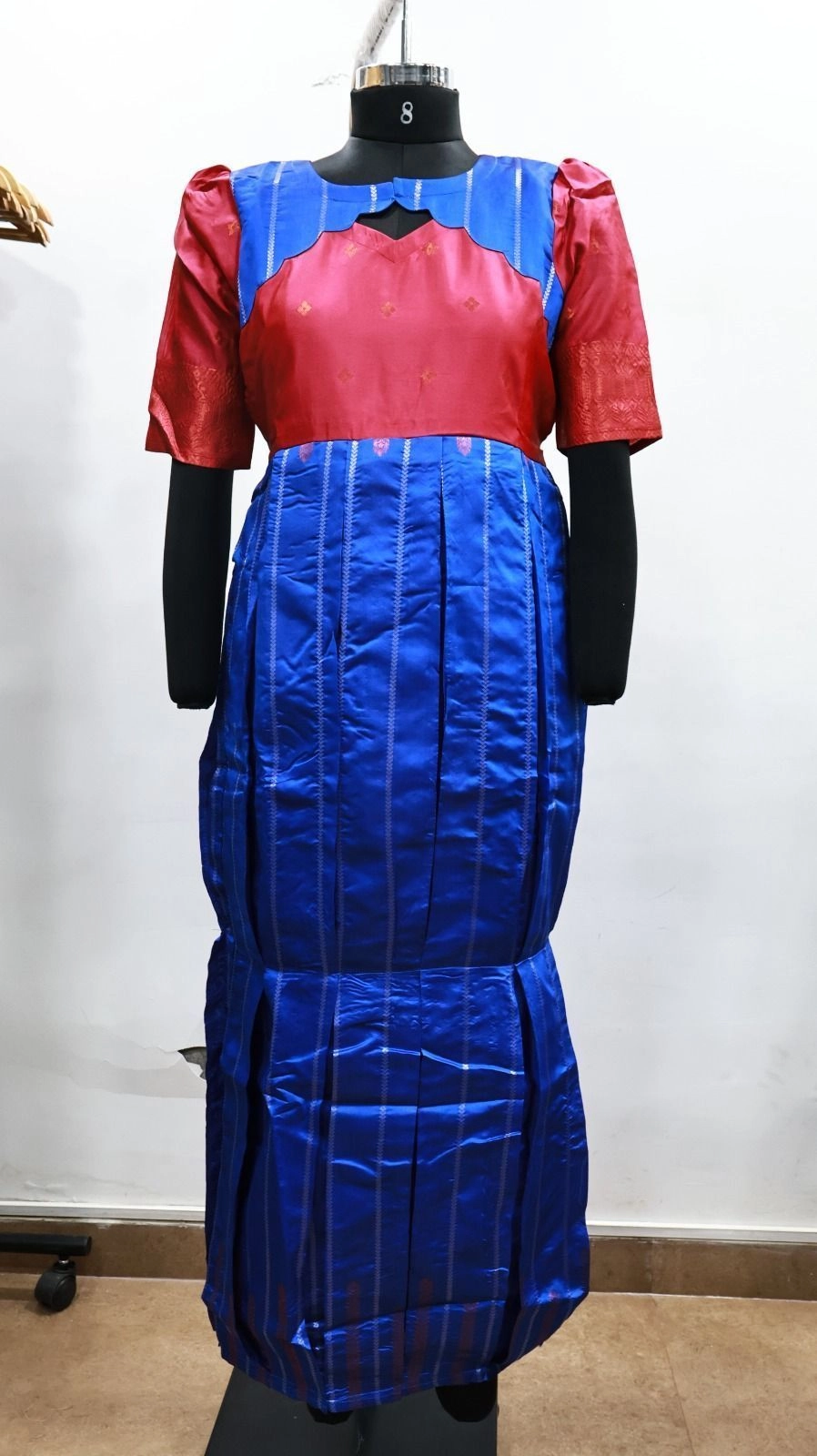 Pink with Royal Blue Festive Frock