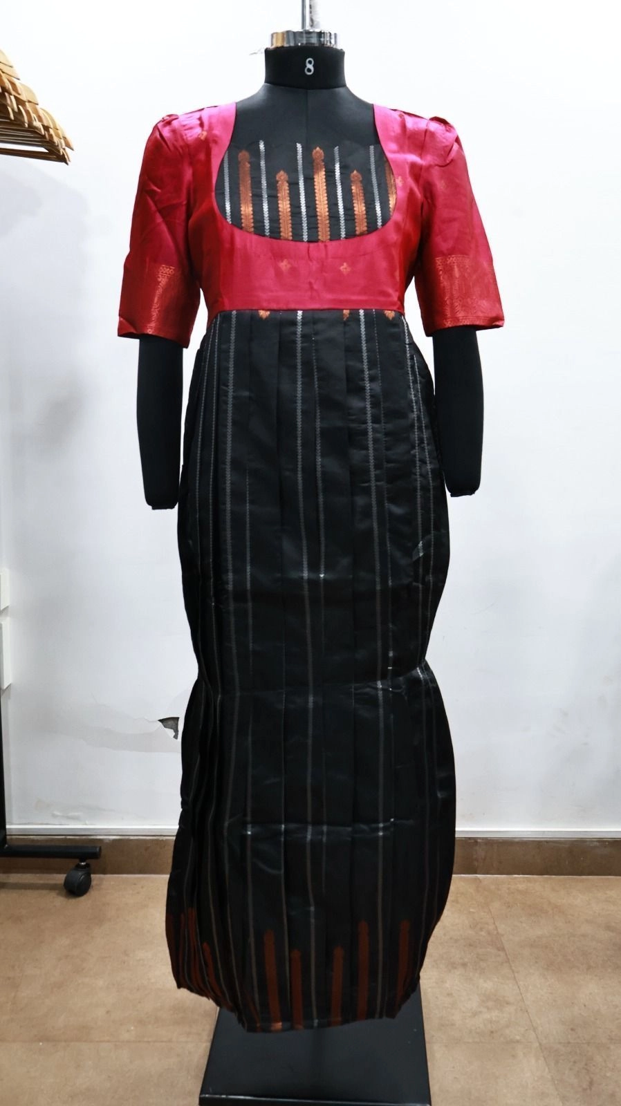 Black with Pink Silk Party Frock
