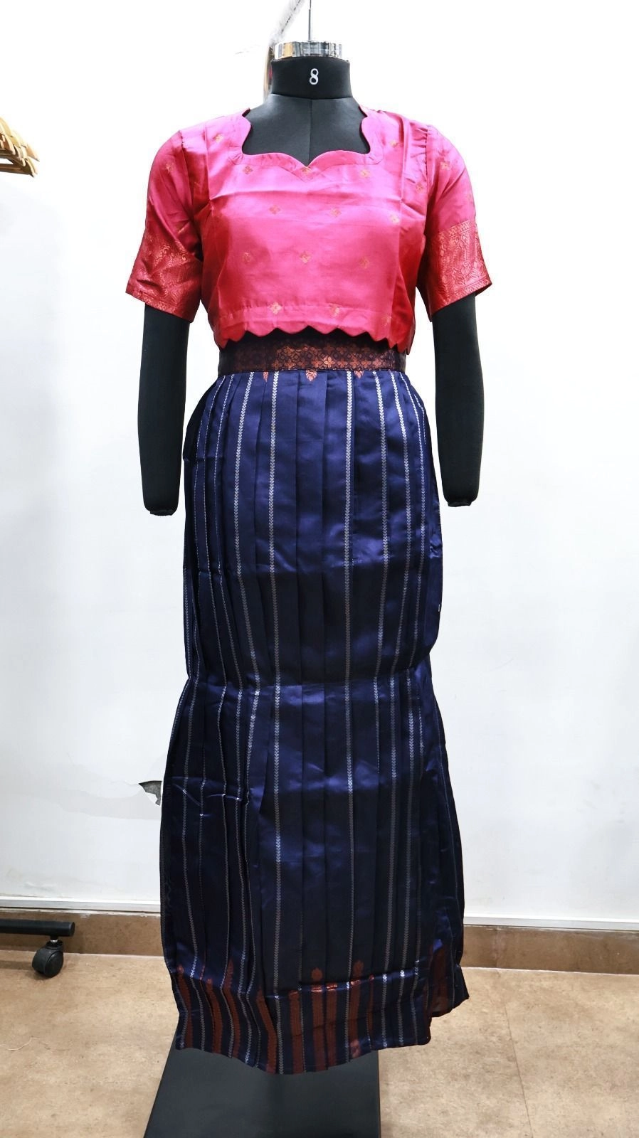 Pink Blouse and Navy Skirt Set