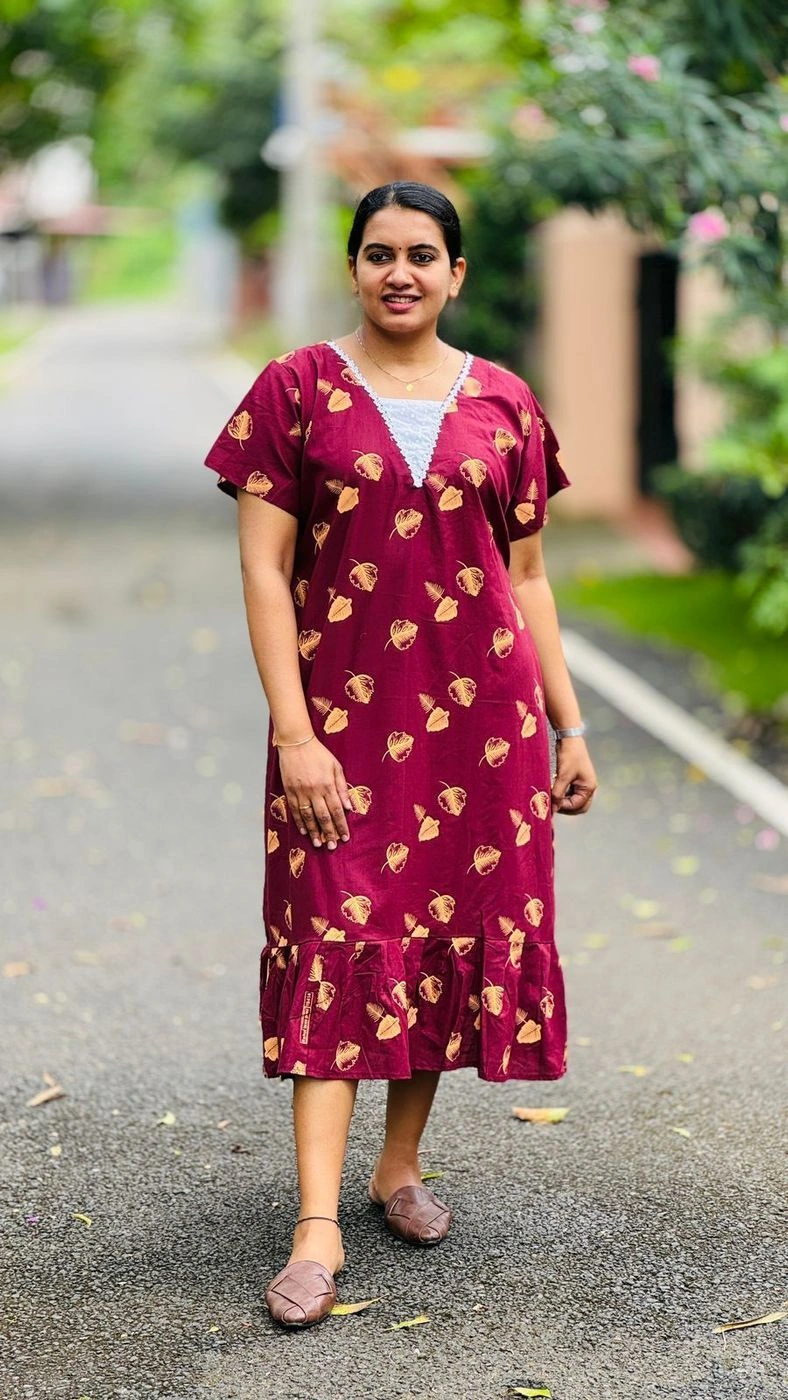 Trendy Cotton Frock with hakobha patch work 5