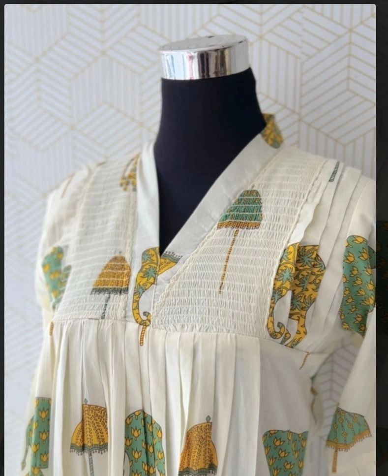 Trendy Cotton Elephant print A Line Kurti 2