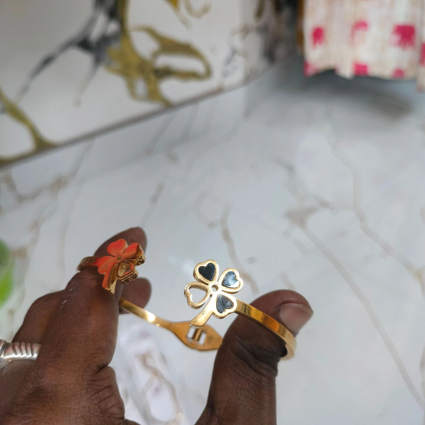 Elegant Flower anti Tarnish kada 3